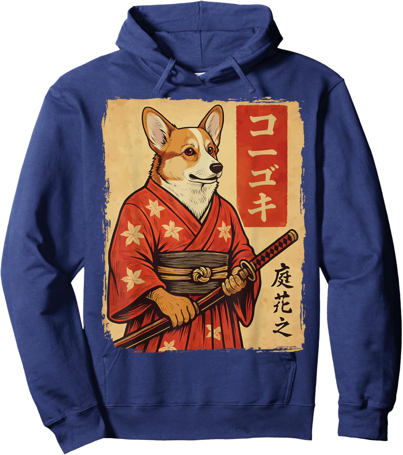 Corgi Samurai Japanese Dog Katana Hoodie - Hoodie | Navy