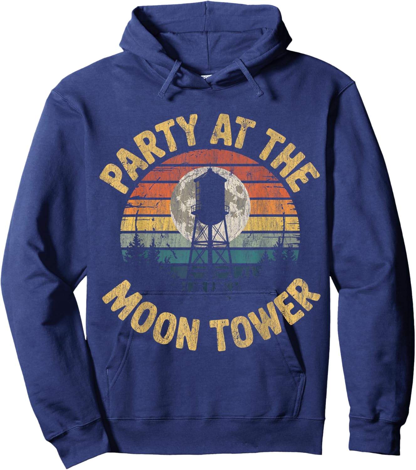 Party at The Moontower Retro Vintage Vibes Hoodie - Hoodie | Navy