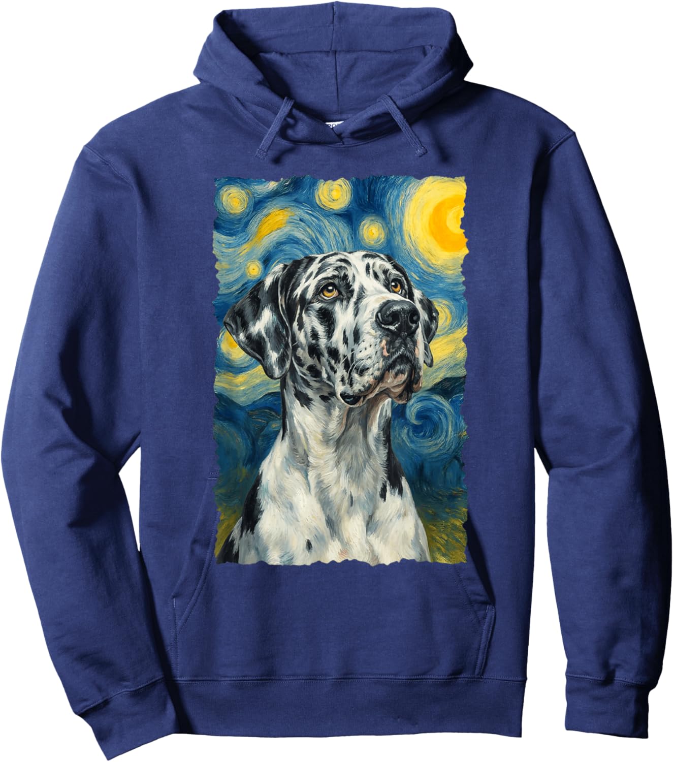 Harlequin Great Dane Van Gogh Hoodie - Hoodie | Navy