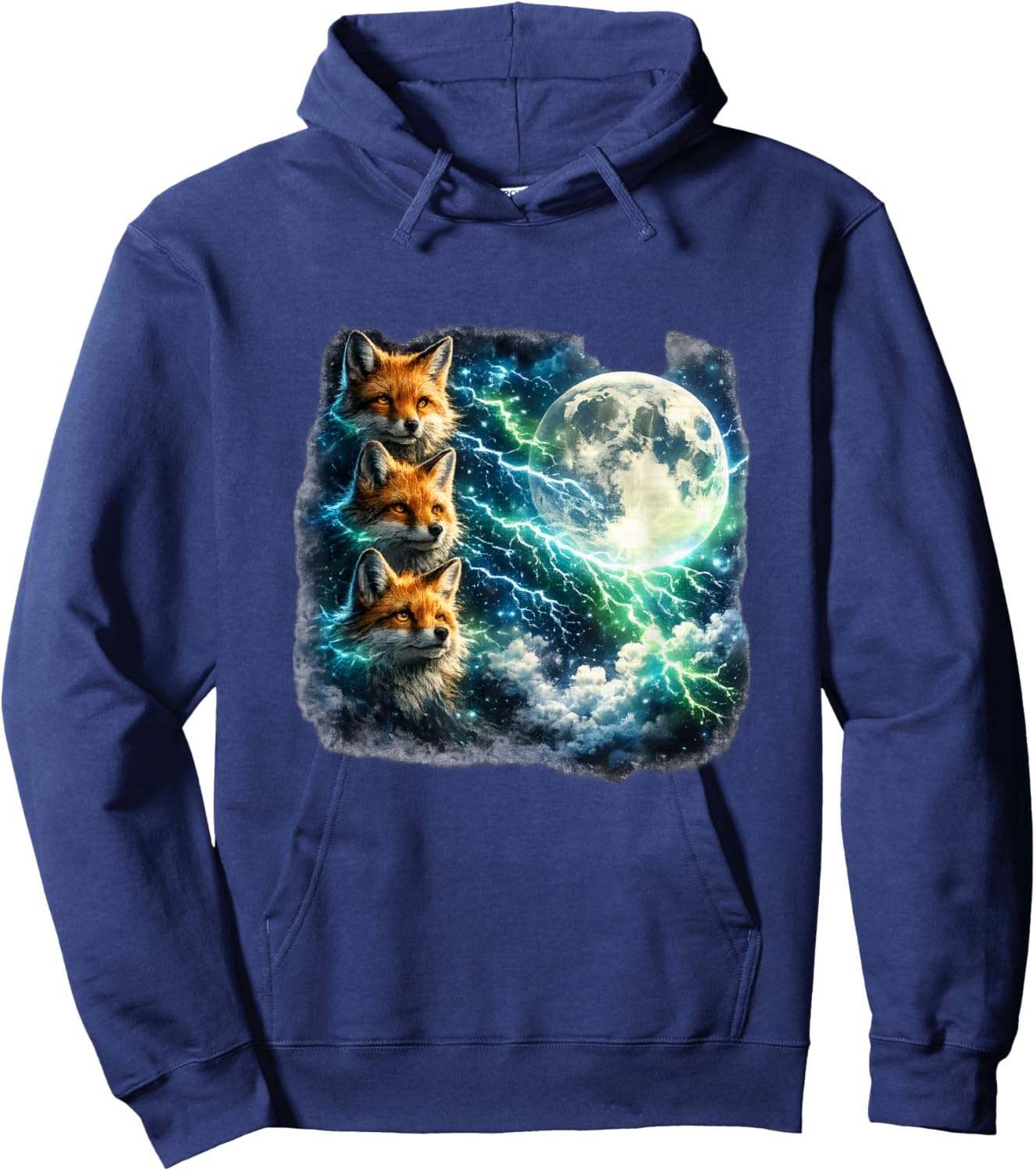Mystical Foxes Under The Moonlight Art Hoodie - Hoodie | Navy