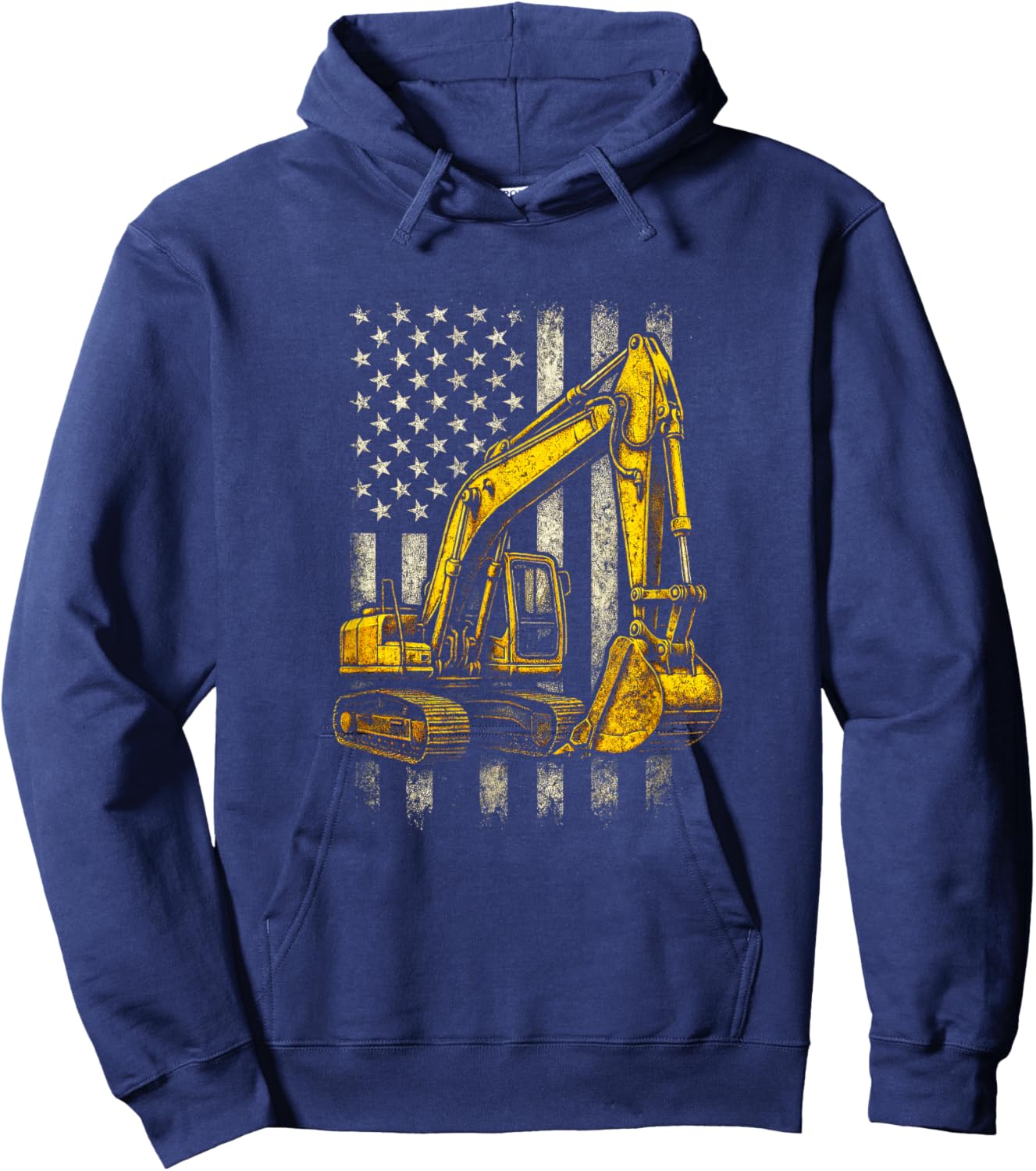 Excavator Flag - Funny Construction Operator Hoodie - Hoodie | Navy