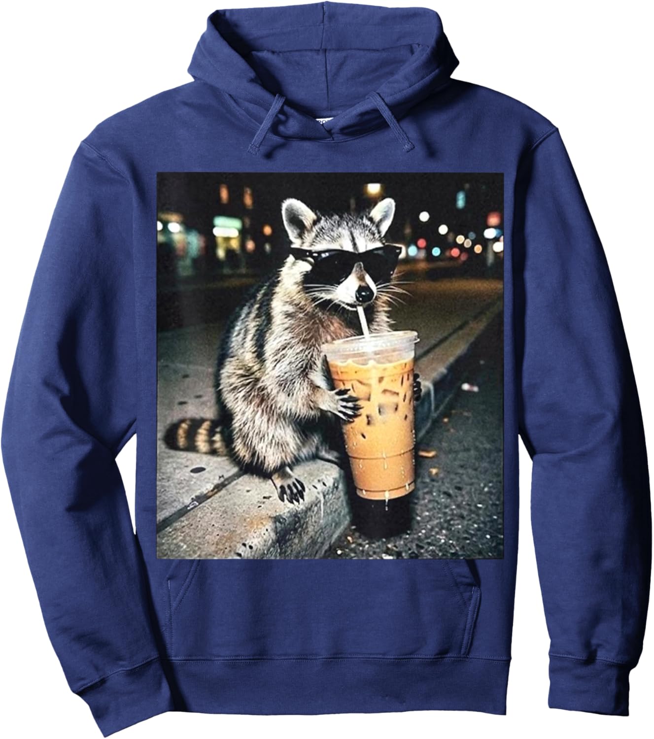 Funny Raccoon Drinking Milk Cute Animal Selfie Hoodie - Hoodie | Navy