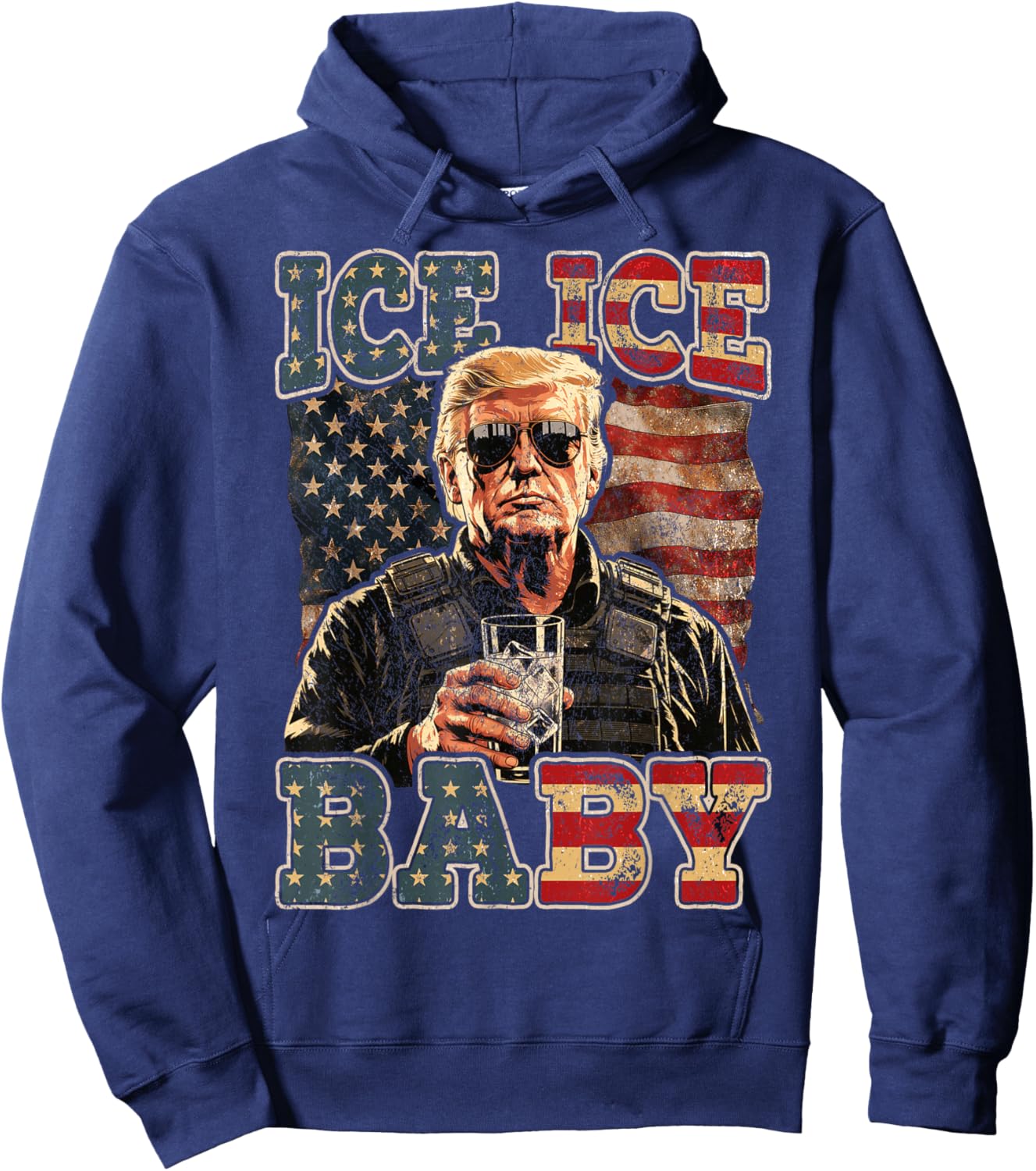Vintage Ice Baby Funny Trump Hoodie - Hoodie | Navy