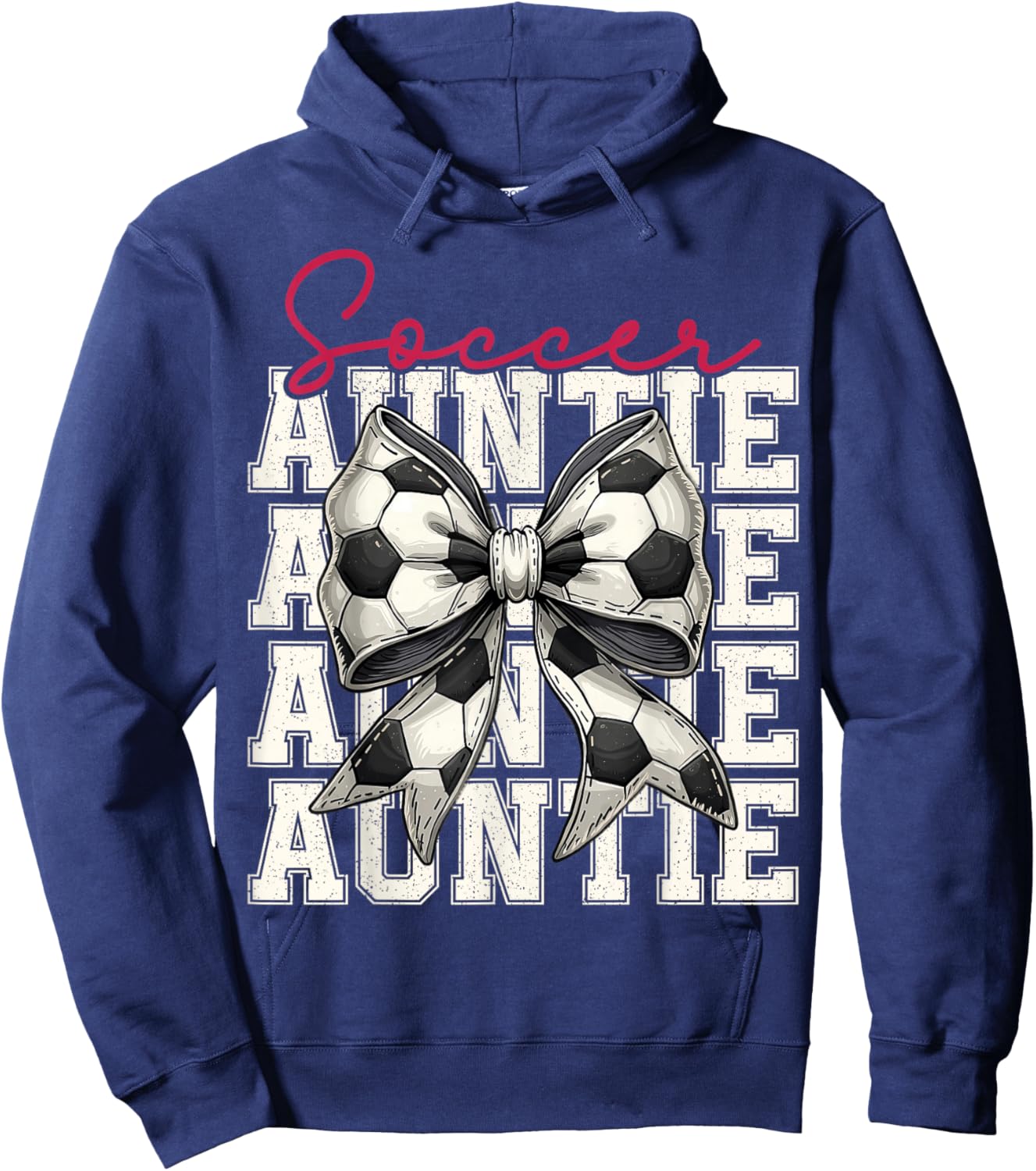 Soccer Auntie Funny Coquette Bow Soccer Aunt Hoodie - Hoodie | Navy