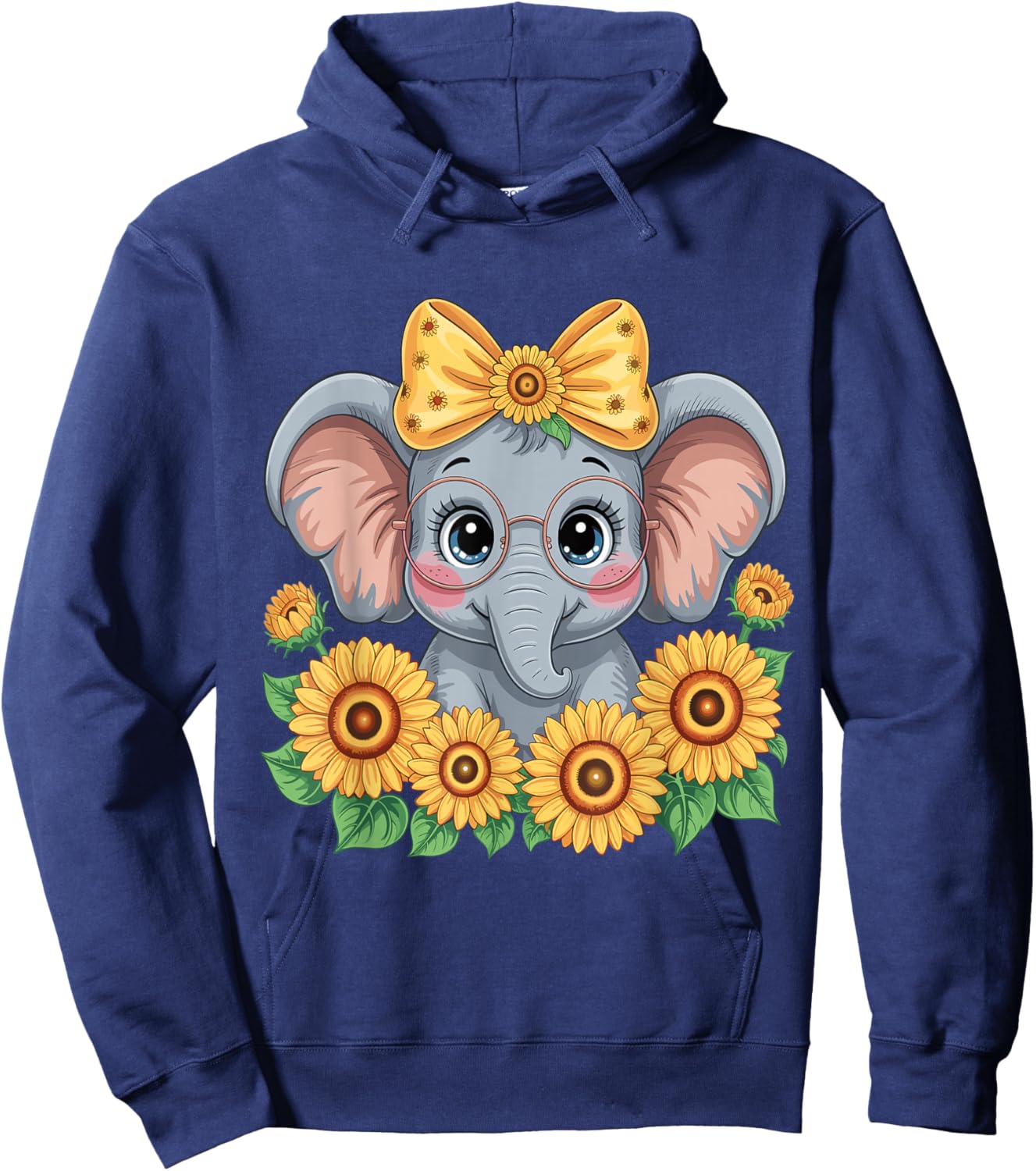 Cute Elephant Sunflower Elephant Lover Girls Hoodie - Hoodie | Navy
