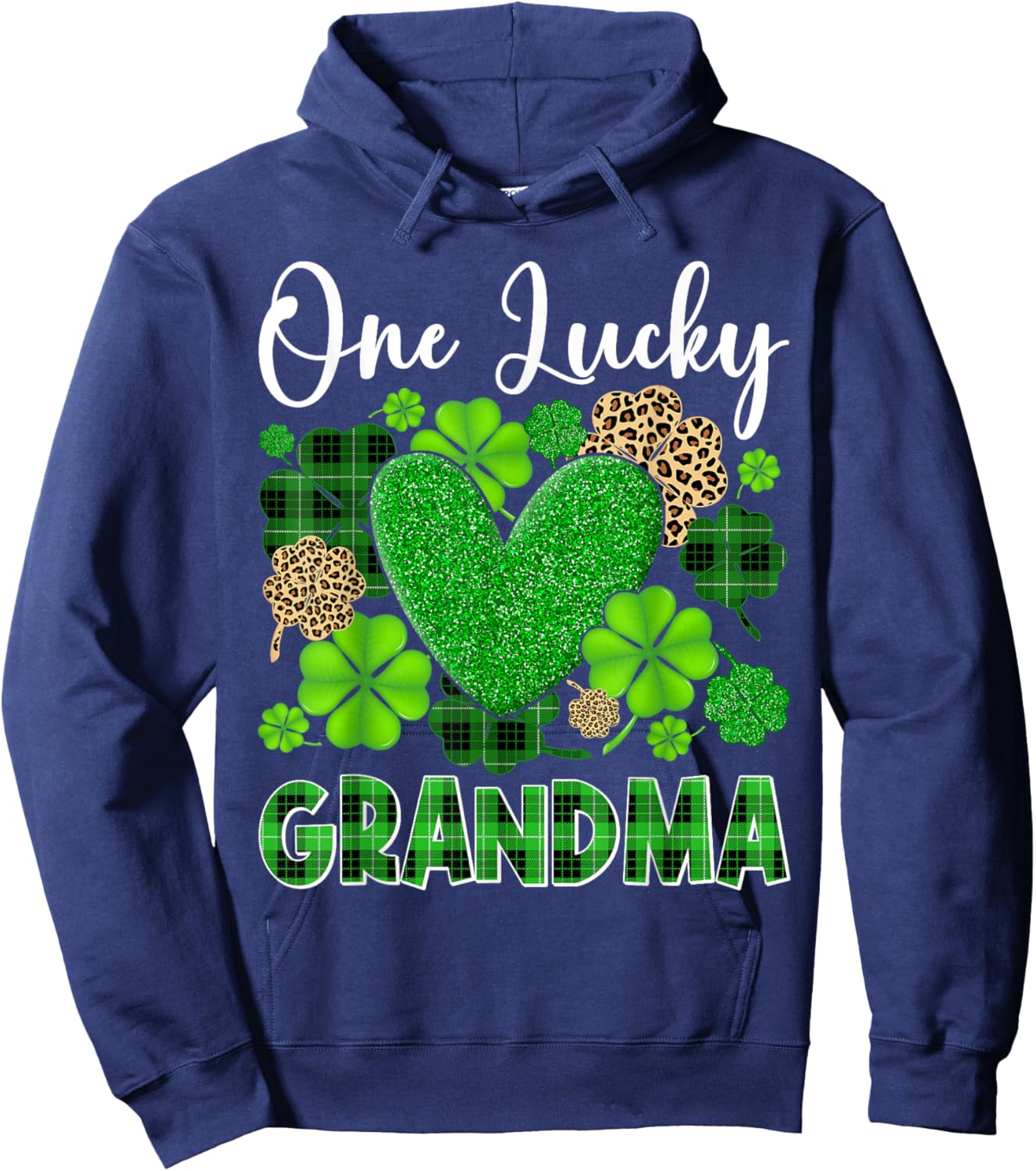 Happy St Patricks Day One Lucky Grandma Hoodie - Hoodie | Navy