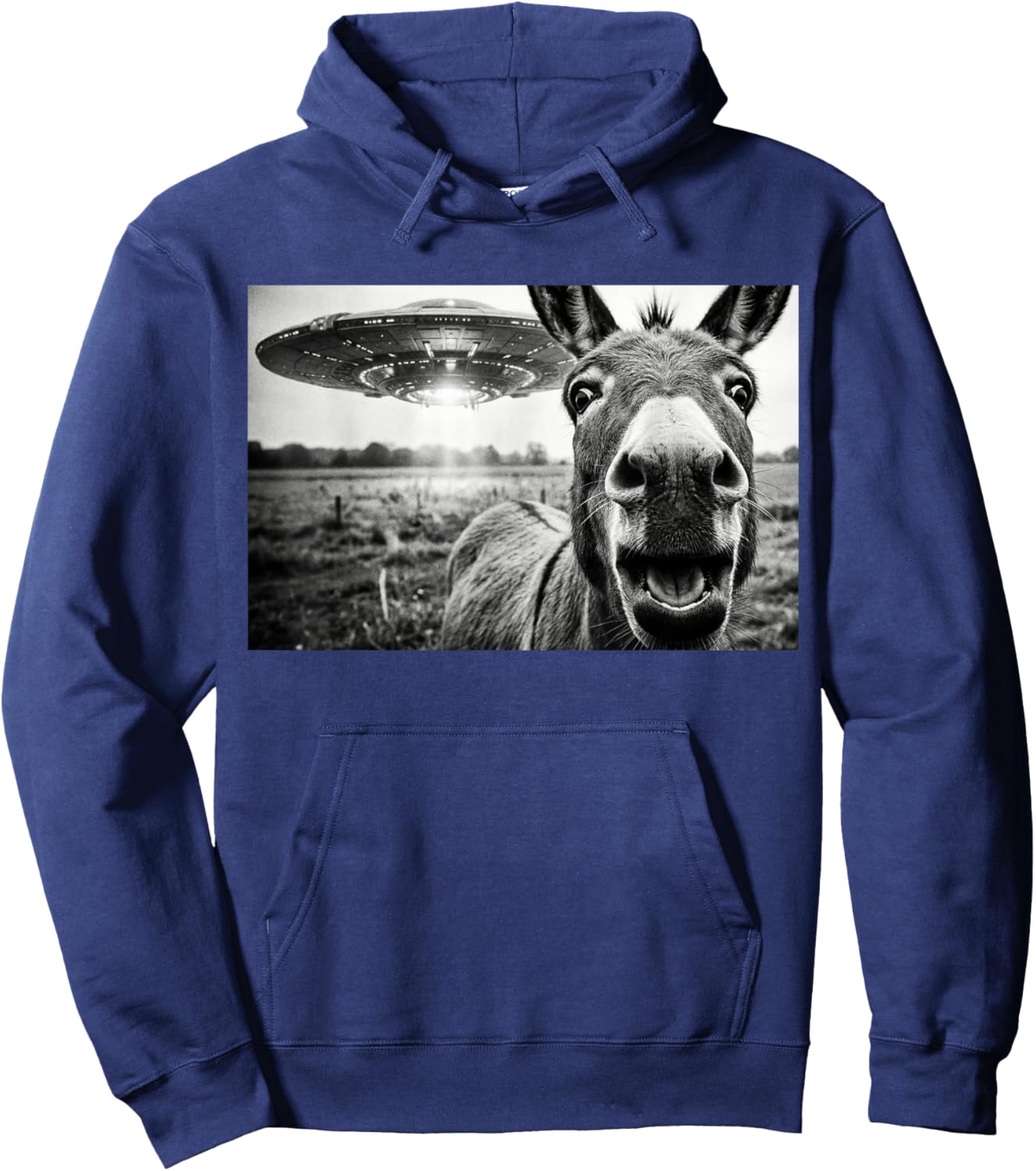 Funny Donkey UFO Selfie Alien Abduction Hoodie - Hoodie | Navy