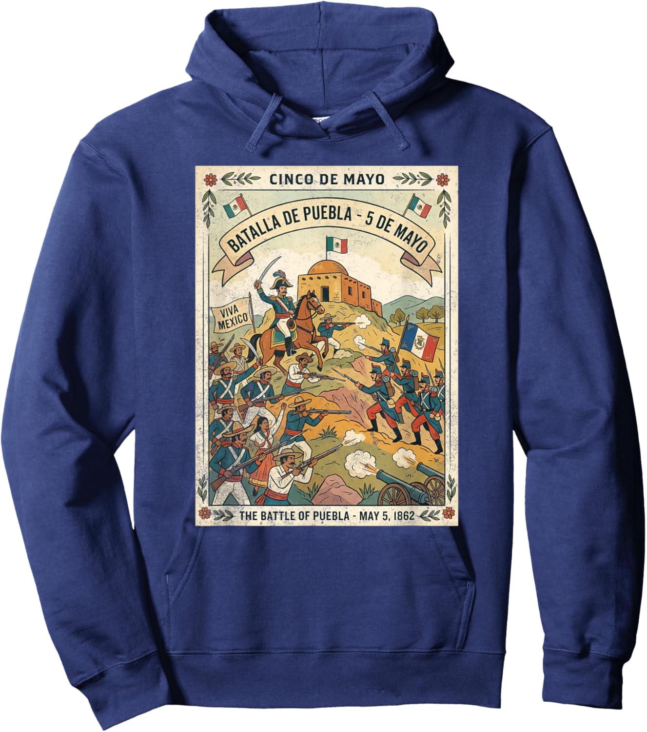 Cinco de Mayo Batalla de Puebla 1862 Mexico Hoodie - Hoodie | Navy