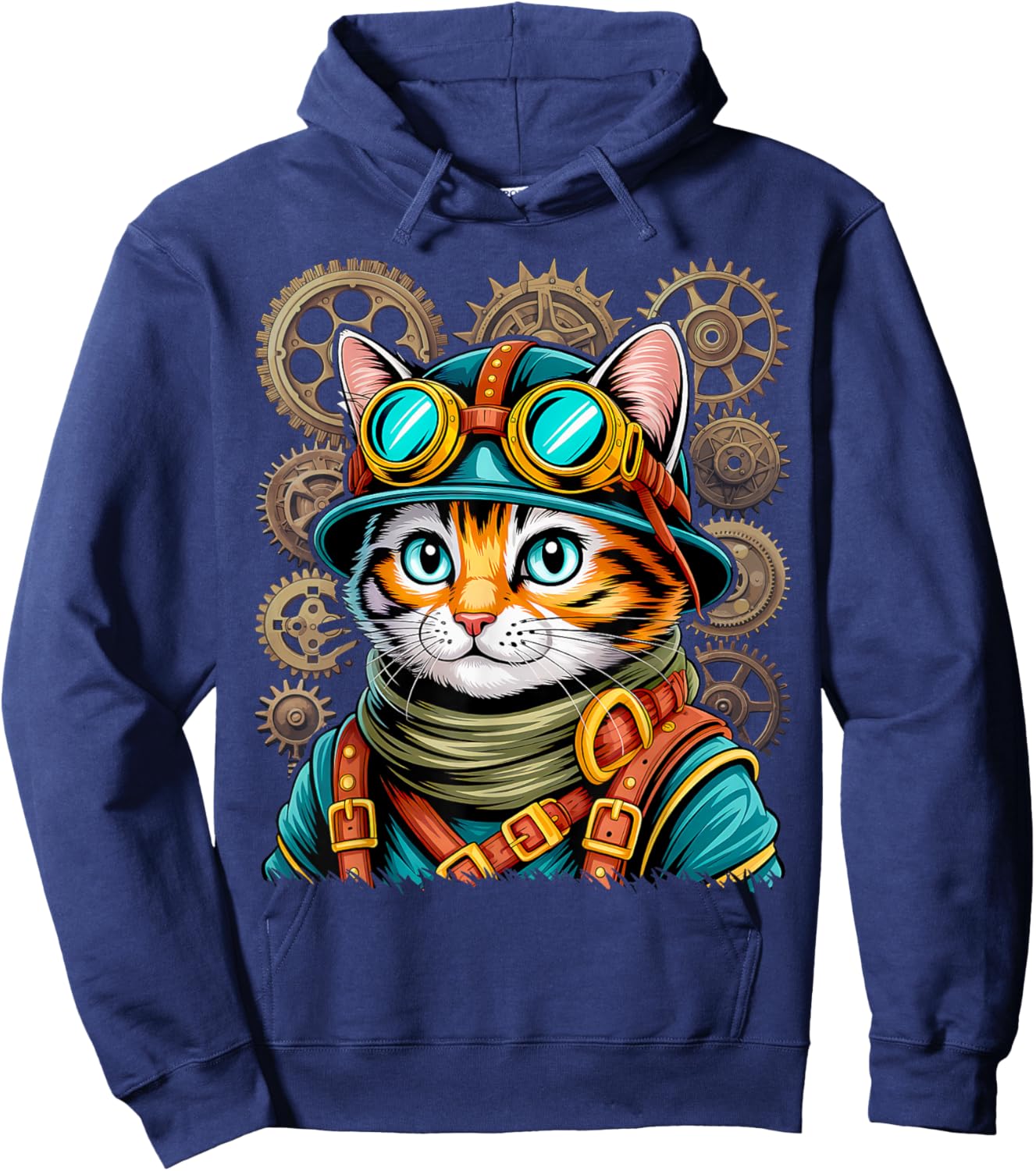 Steampunk Cat Kitty Kitten Steam Punk Hoodie - Hoodie | Navy