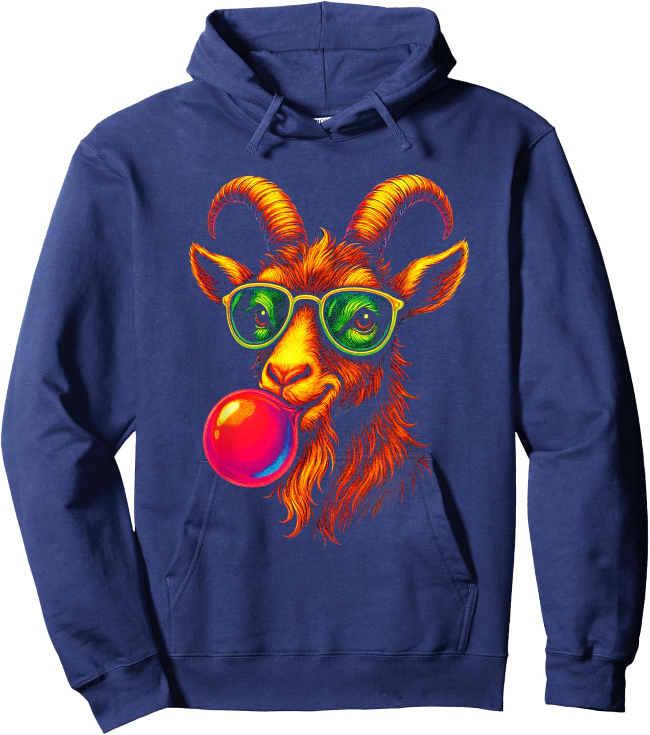 Goat Blowing Bubble - Funny Goat Hoodie - Hoodie | Navy