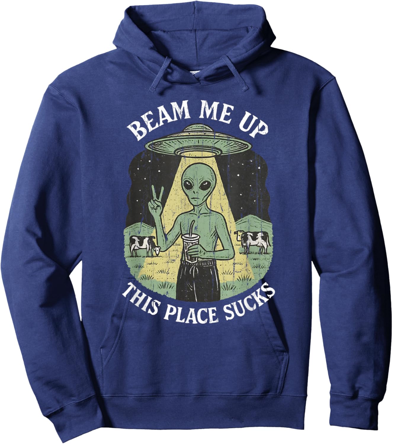 Beam Me Up This Place Sucks Hoodie - Hoodie | Navy