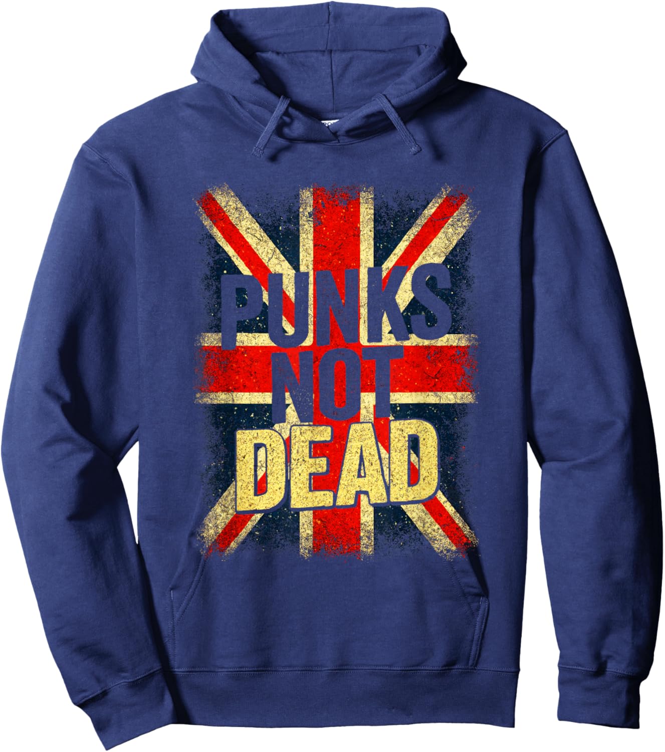 Punks Not Dead - Vintage UK Flag Music Hoodie - Hoodie | Navy