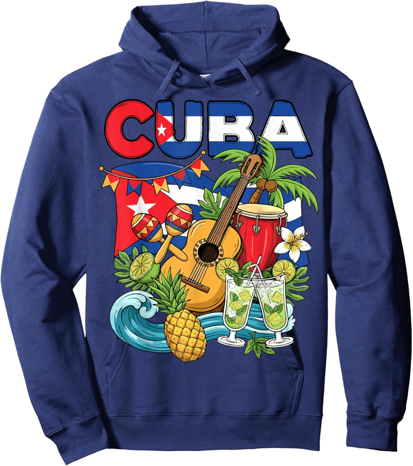 Cuban Flag Hispanic Cuba Hoodie - Hoodie | Navy