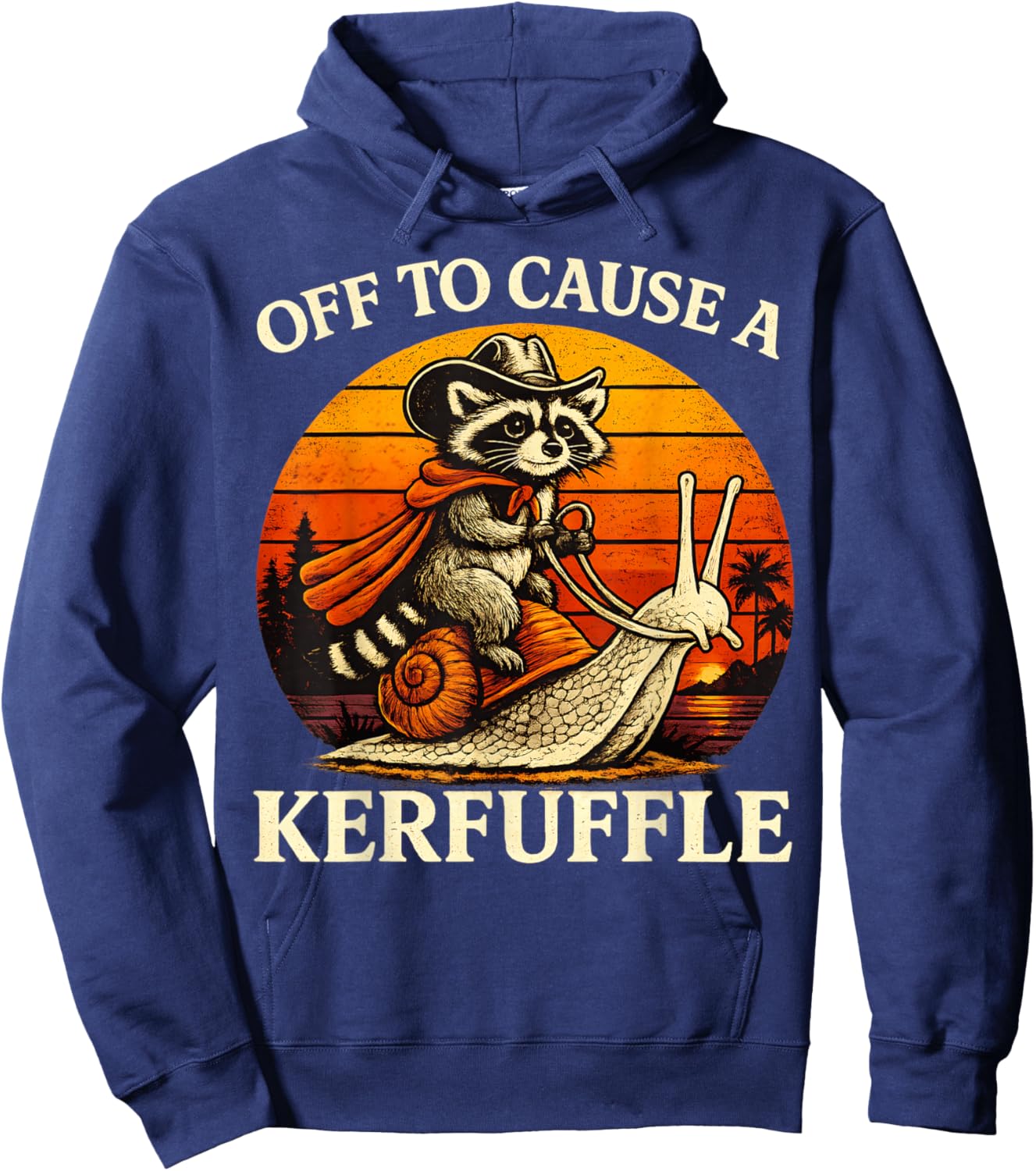Off to Cause A Kerfuffle Raccoon Vintage Hoodie - Hoodie | Navy