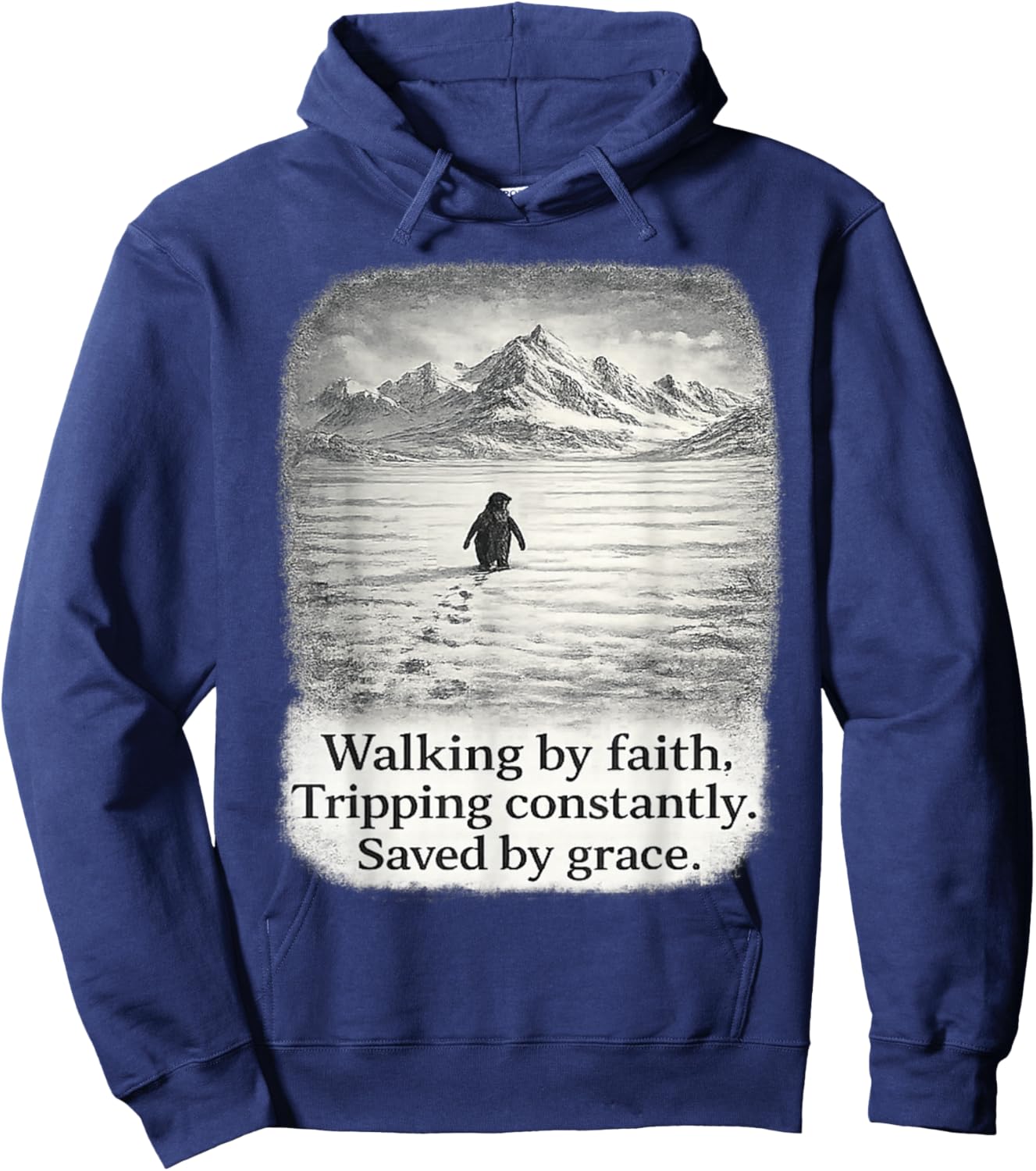 Penguin Walking by Faith Tripping Constantly Hoodie - Hoodie | Navy