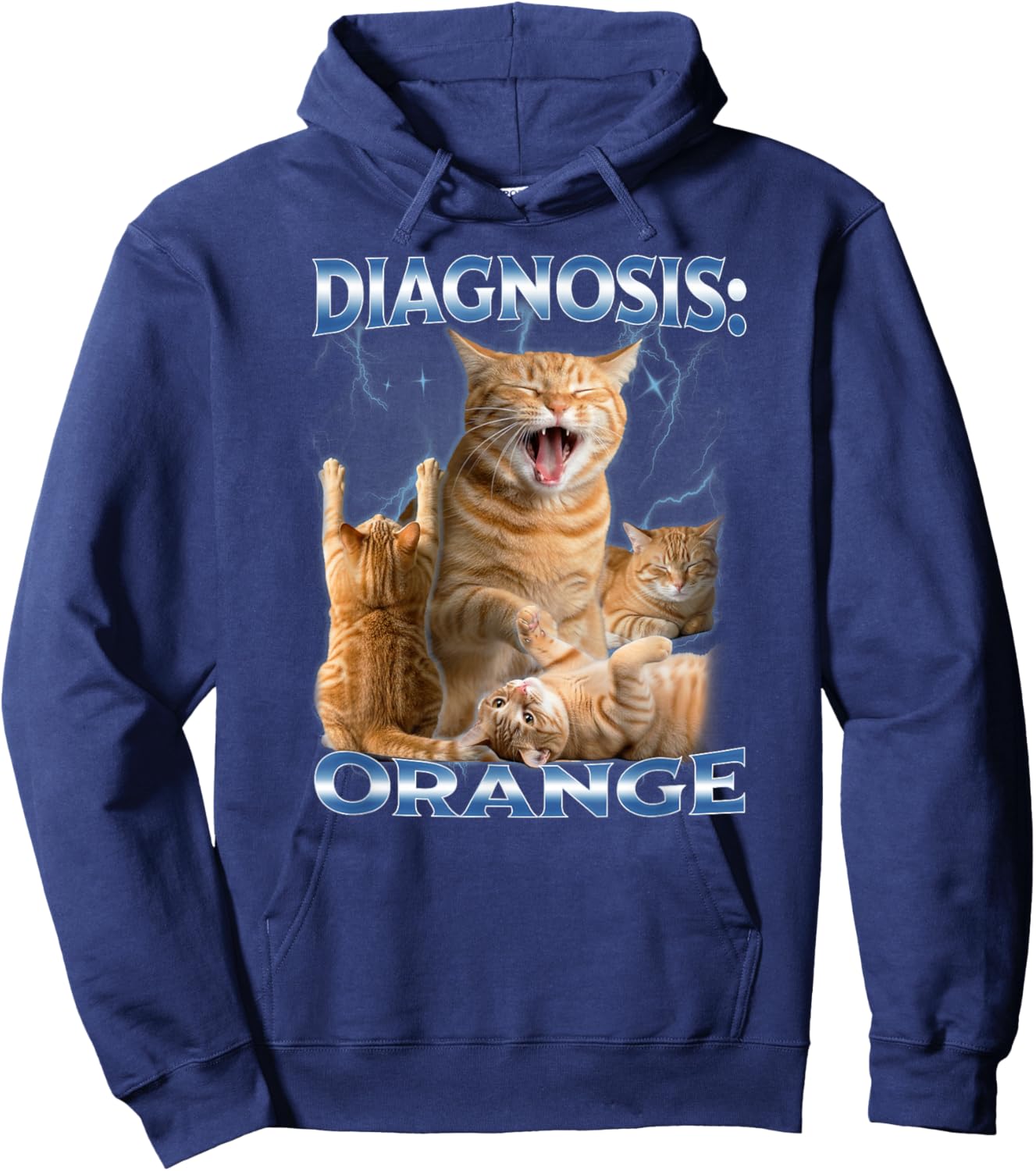 Diagnosis Orange Tabby Cat Energy Funny Hoodie - Hoodie | Navy
