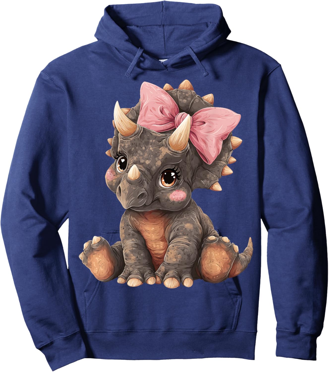 Triceratops Dinosaur Girl Pink Coquette Bow Hoodie - Hoodie | Navy