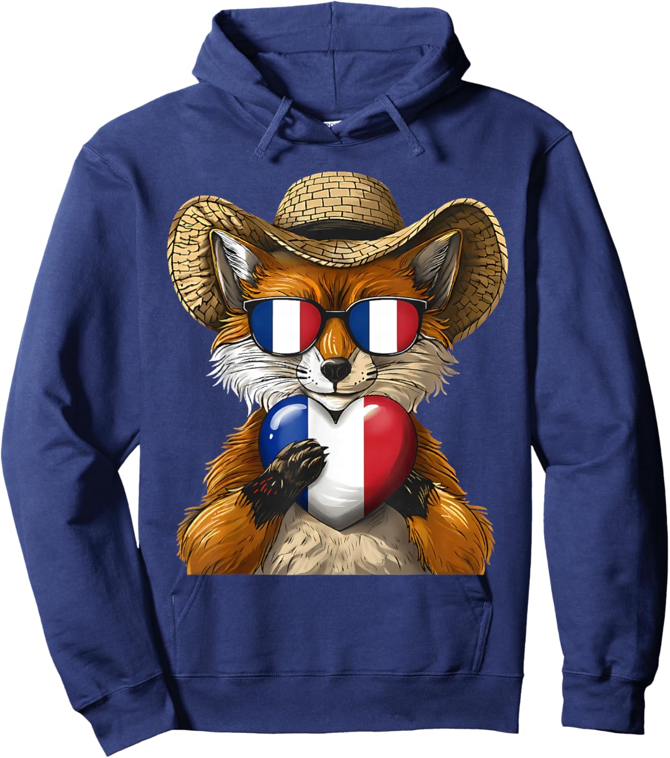 French Flag Fox France Pride Hoodie - Hoodie | Navy