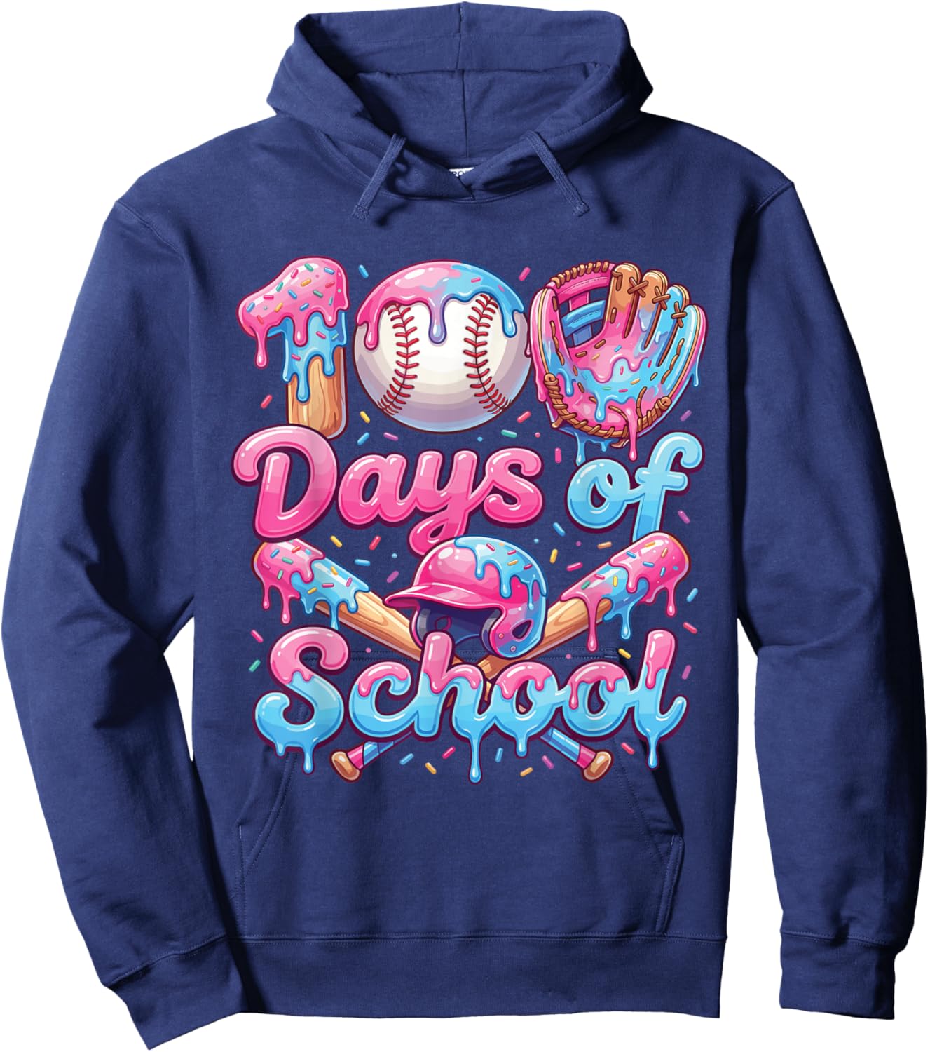 100 Days of School Baseball Boys Kids Hoodie - Hoodie | Navy