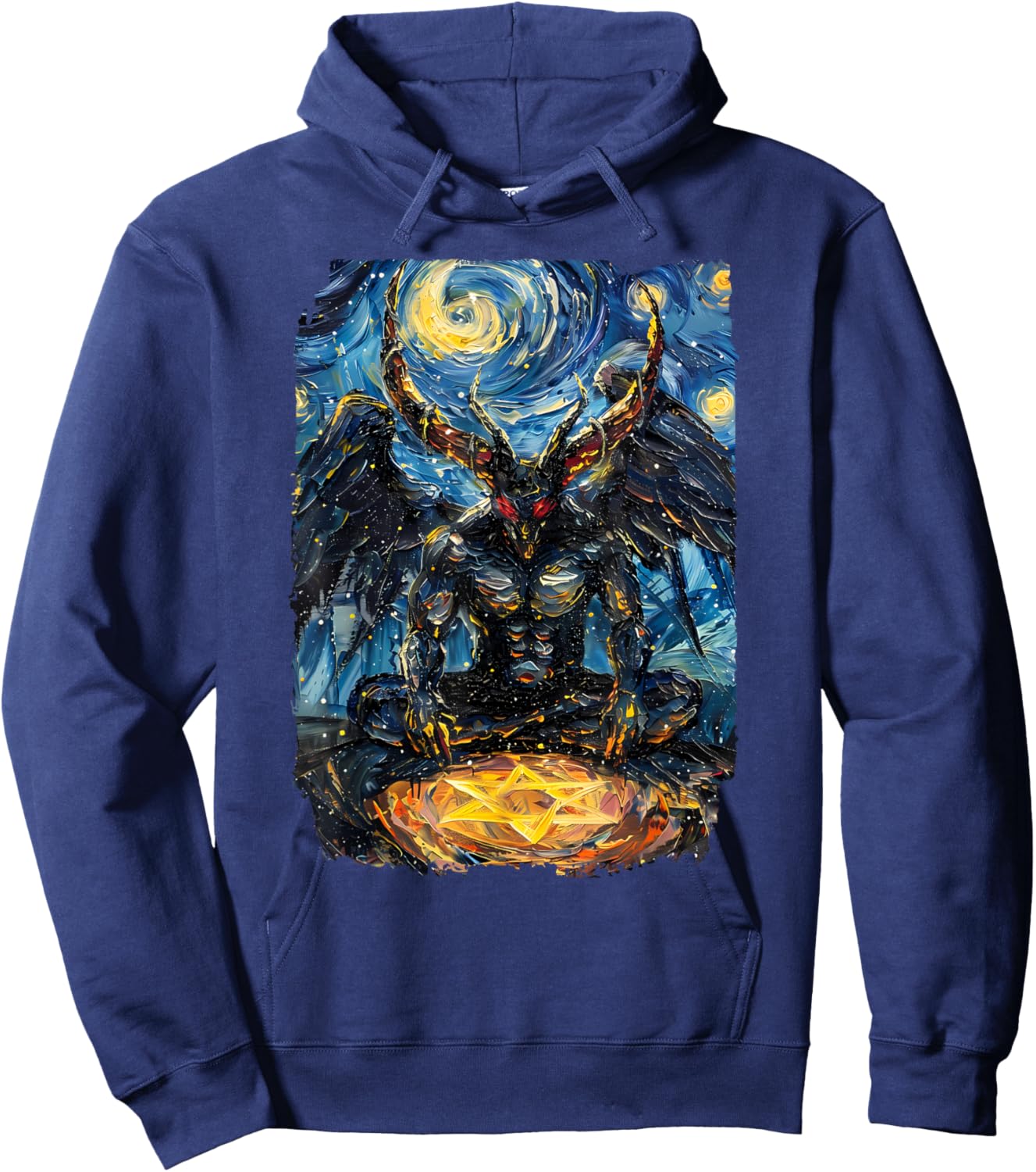 Occult Baphomet Starry Nights Goat Pentagram Hoodie - Hoodie | Navy
