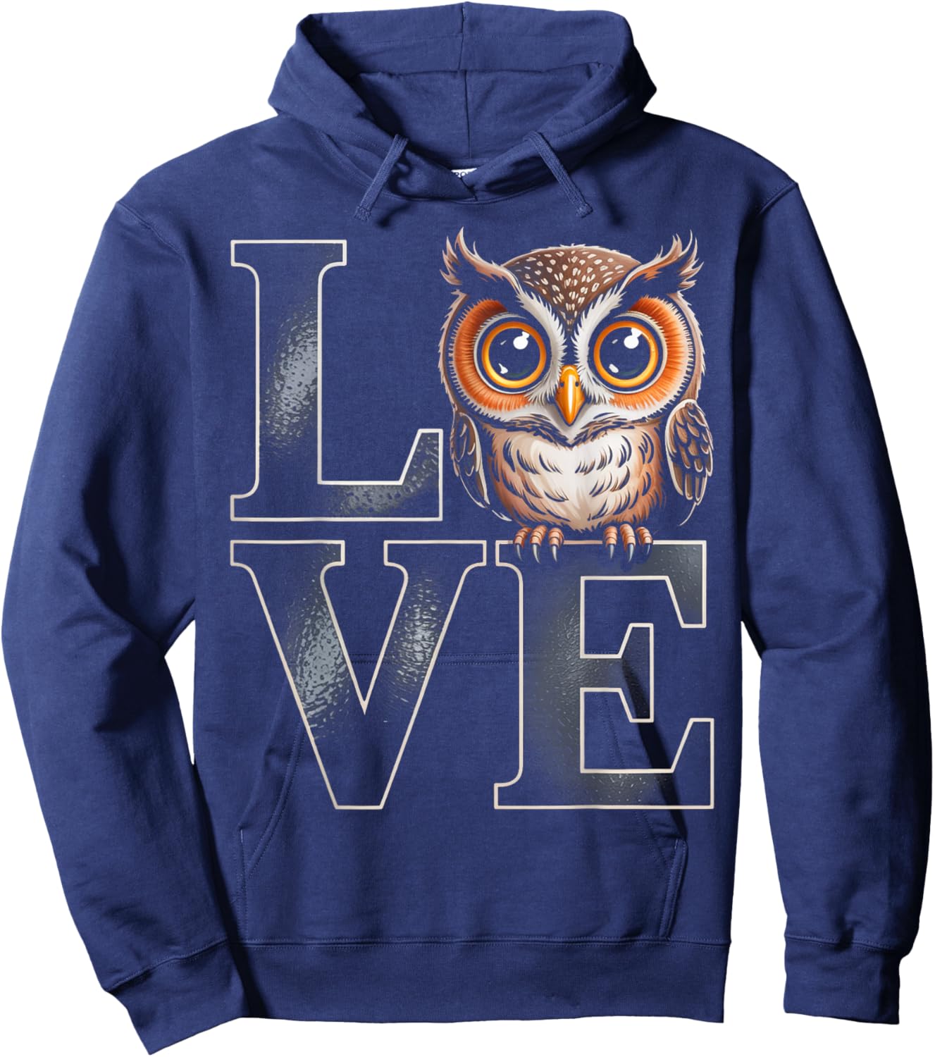 Owl Love Word Art Cute Animal Illustration Hoodie - Hoodie | Navy