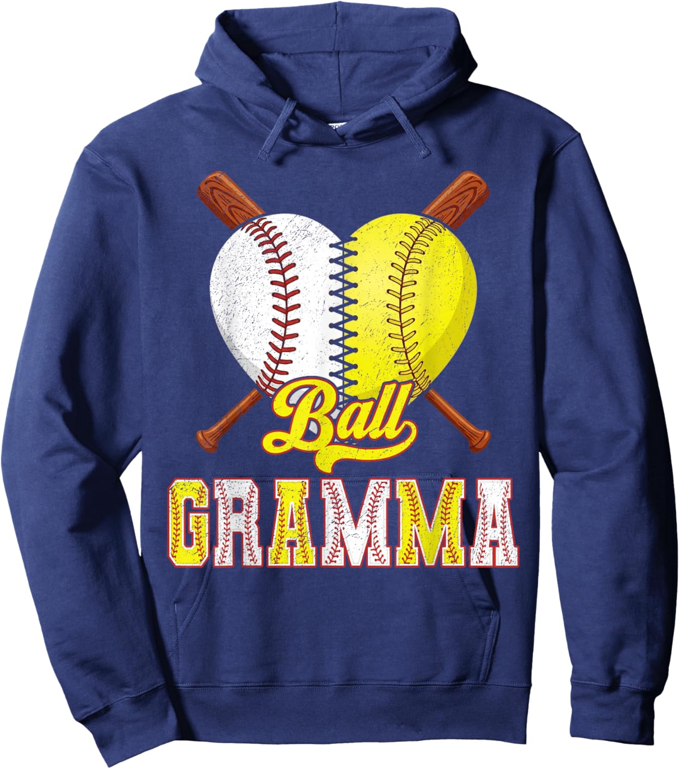 Funny Ball Gramma Baseball Softball Heart Hoodie - Hoodie | Navy