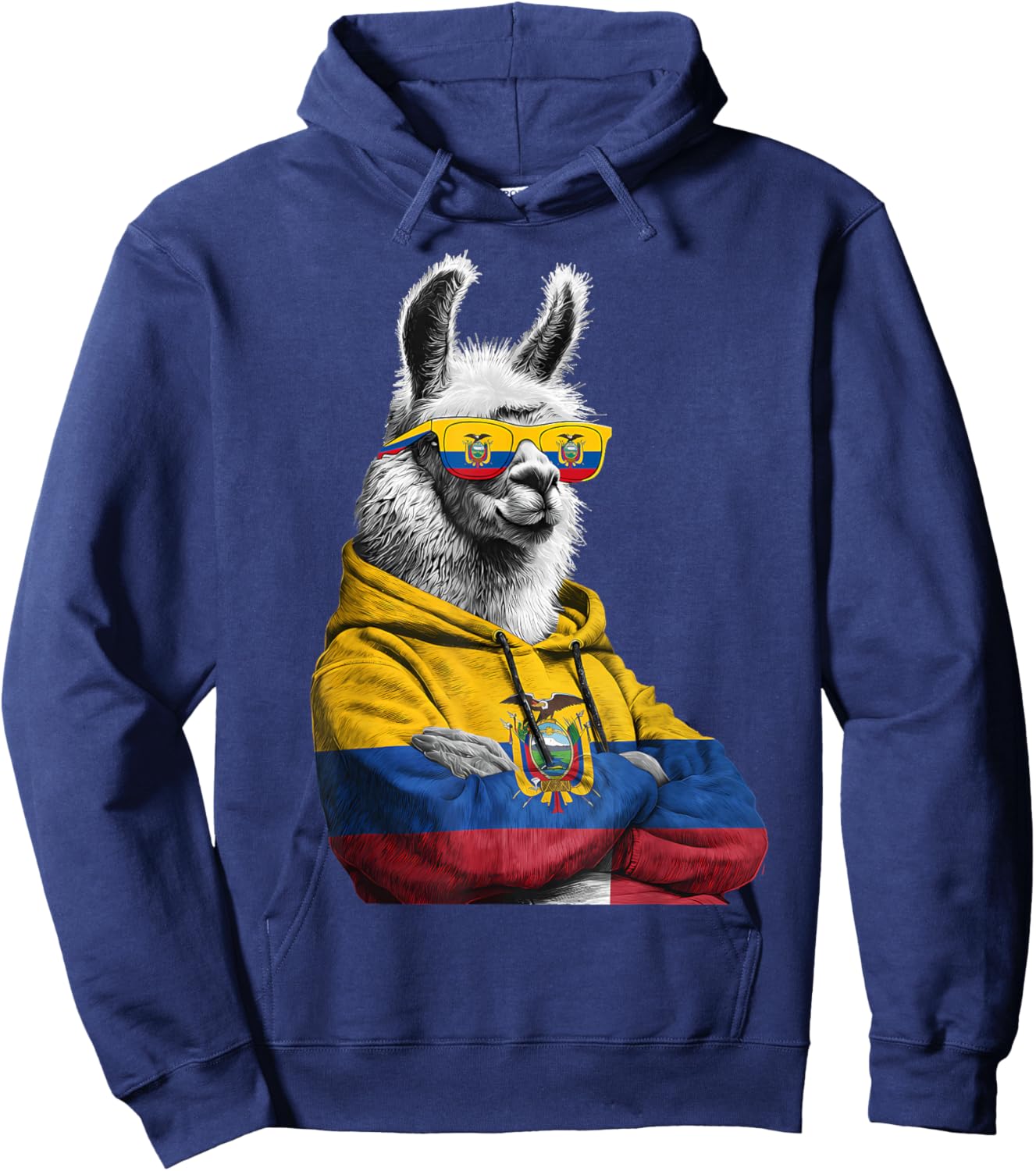 Ecuador Roots Llama Alpaca Ecuadorian Flag Hoodie - Hoodie | Navy