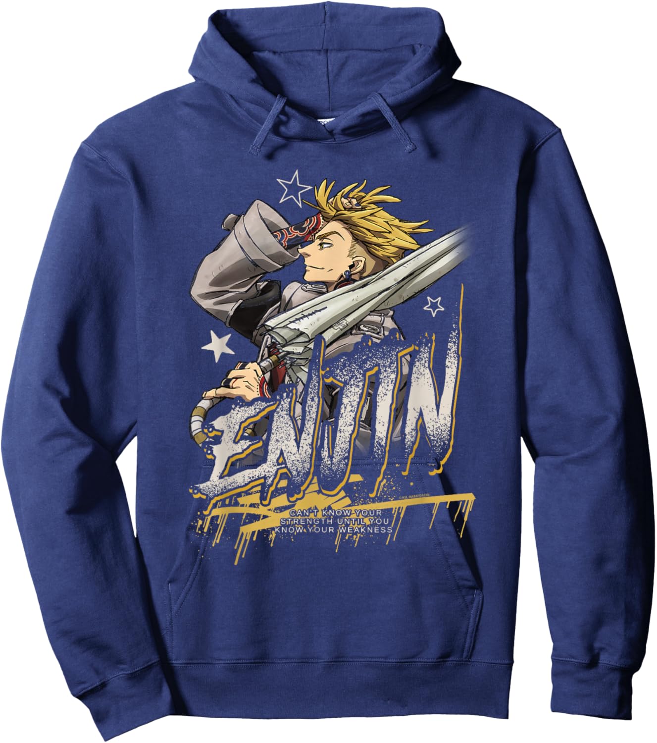 Enjin Portrait Outline with Stars Anime Hoodie - Hoodie | Navy