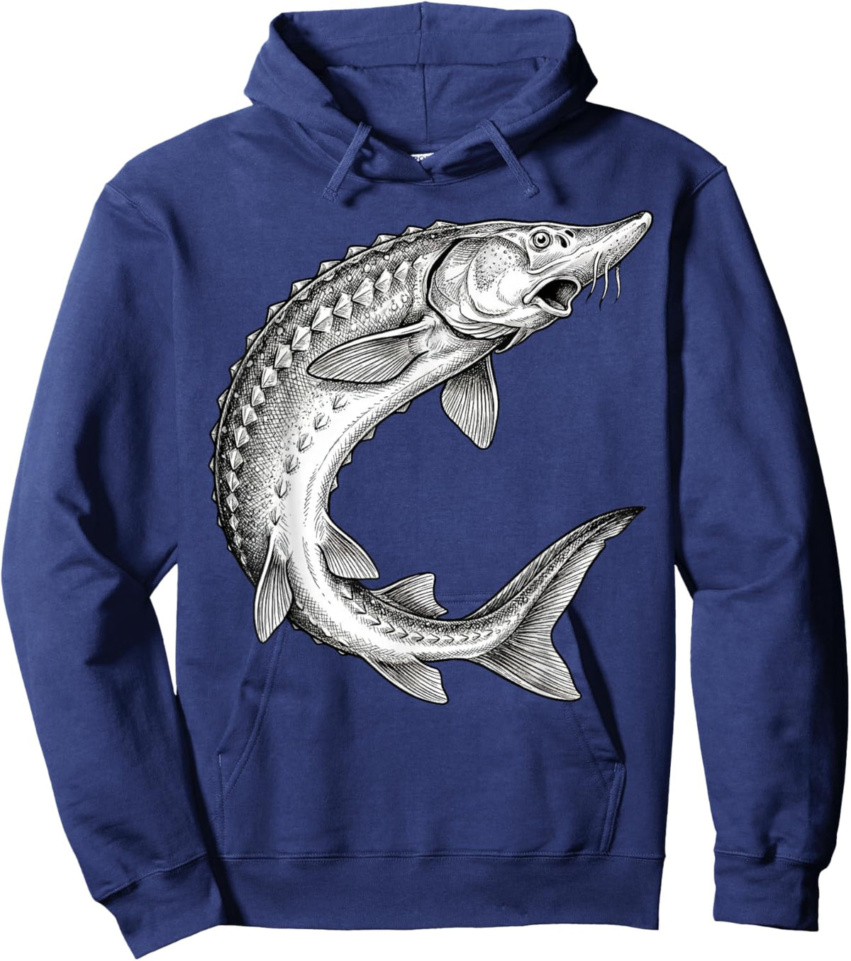 Vintage Sturgeon Fish Fishing Fisherman Angler Hoodie - Hoodie | Navy
