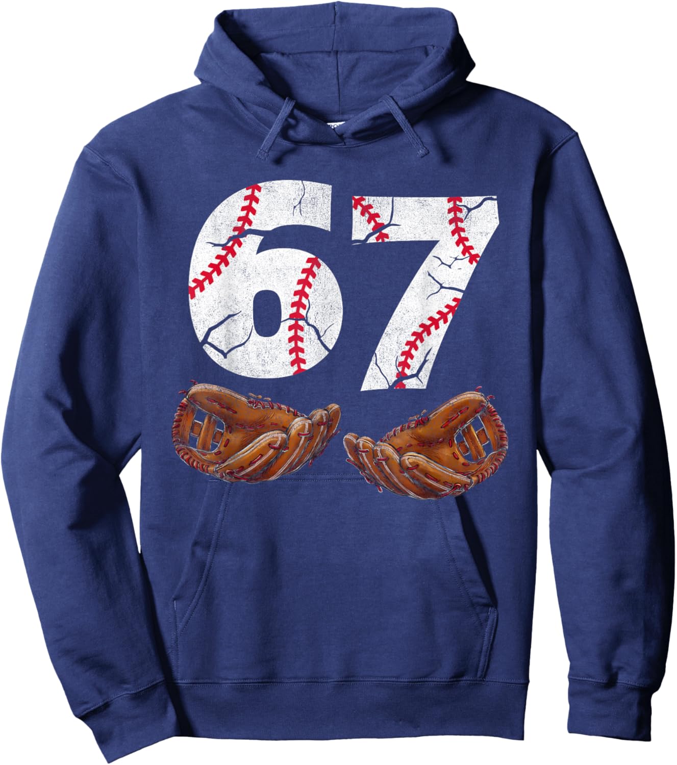 67 Trend Baseball Six Seven Number for Boys Men Hoodie - Hoodie | Navy