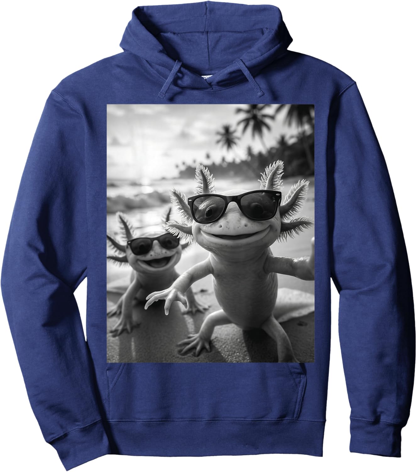 Cool Axolotl Selfie At The Beach, Cute Axolotls Hoodie - Hoodie | Navy