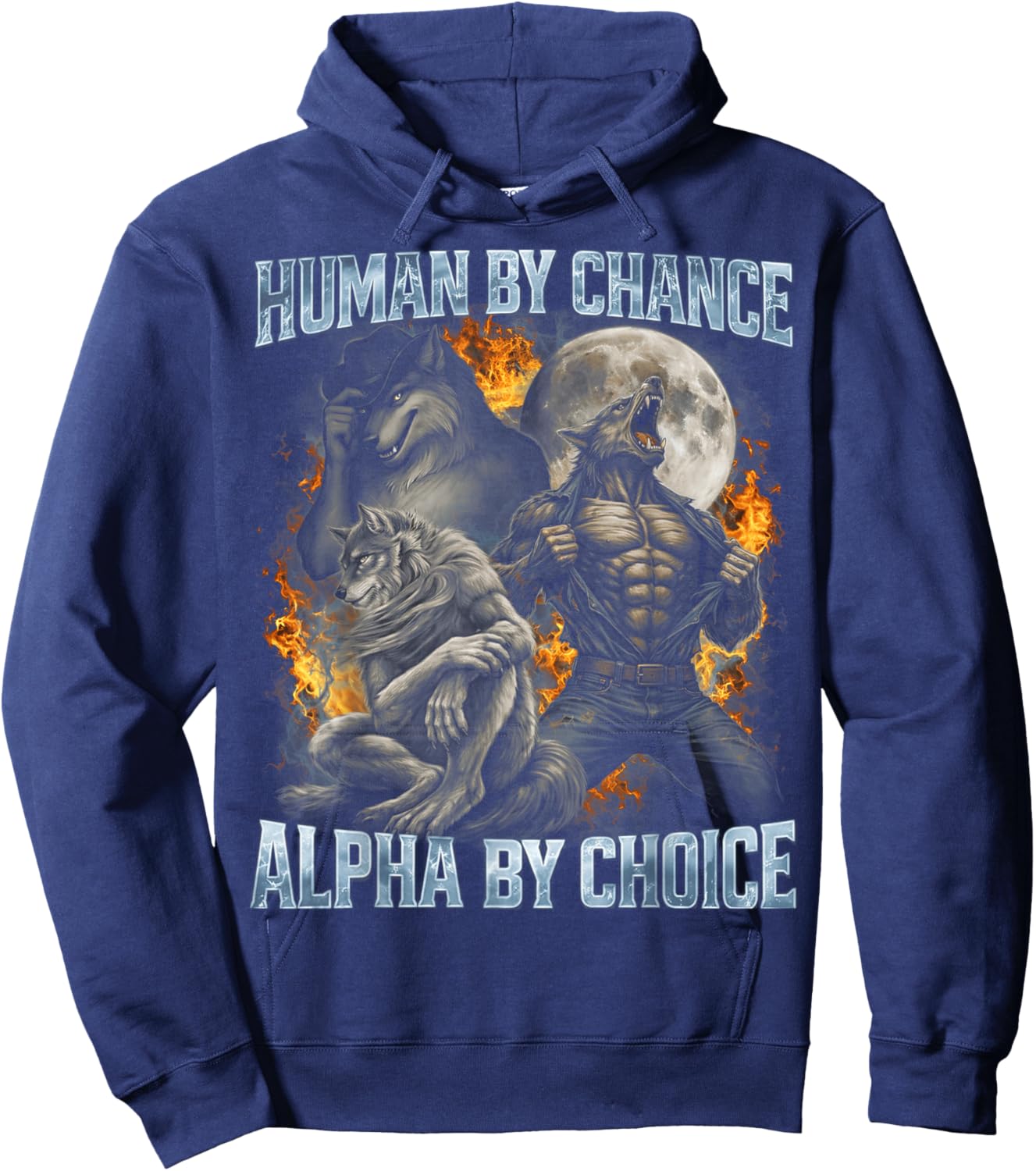 Alpha Wolf Meme Hoodie - Hoodie | Navy