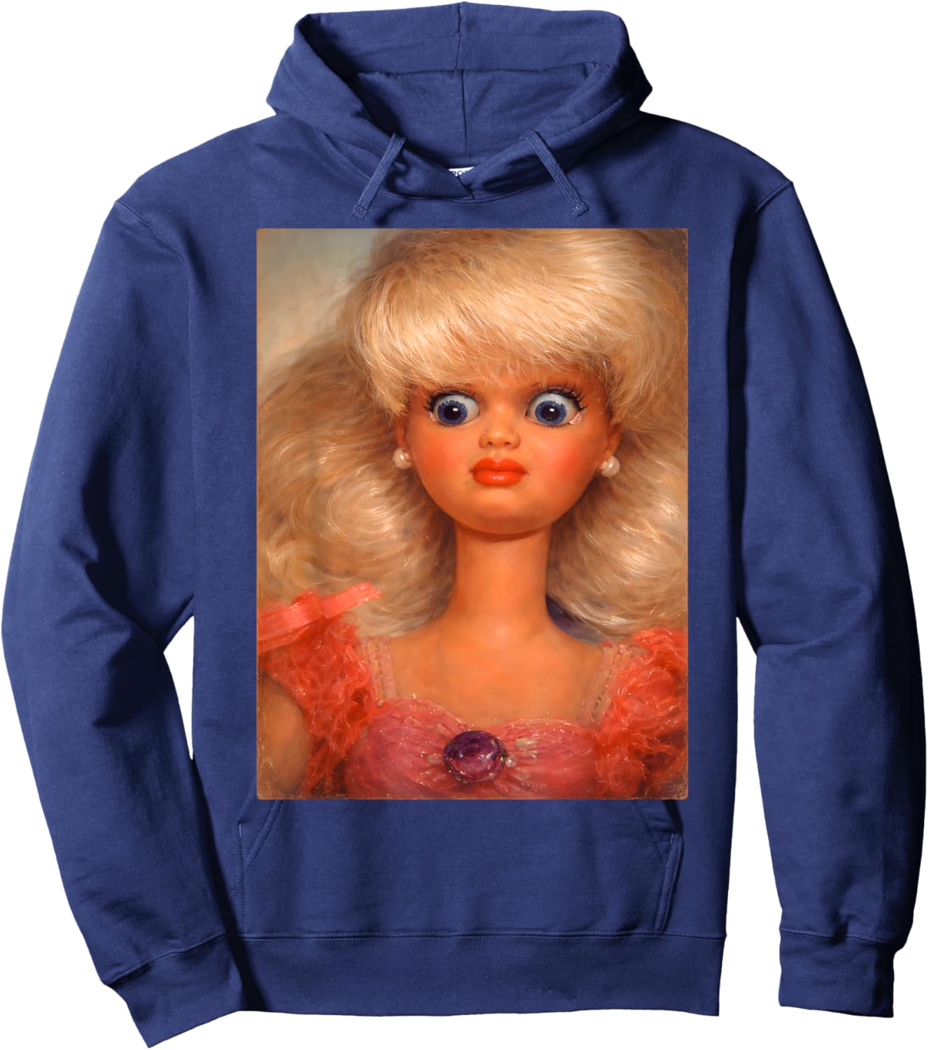Distressed Doll Face Meme Hoodie - Hoodie | Navy