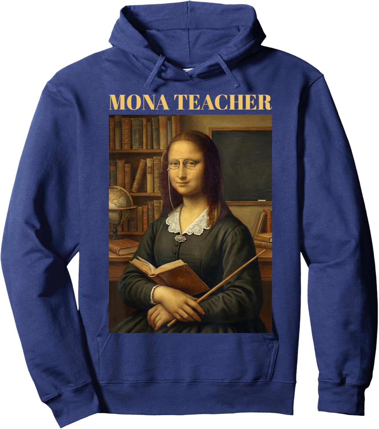 Mona Teacher - Funny Mona Lisa Hoodie - Hoodie | Navy