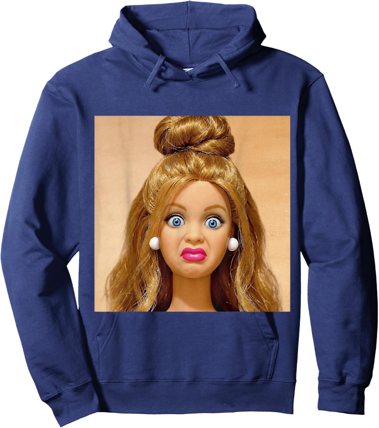 Funny Disgusting Doll Face Meme Hoodie - Hoodie | Navy