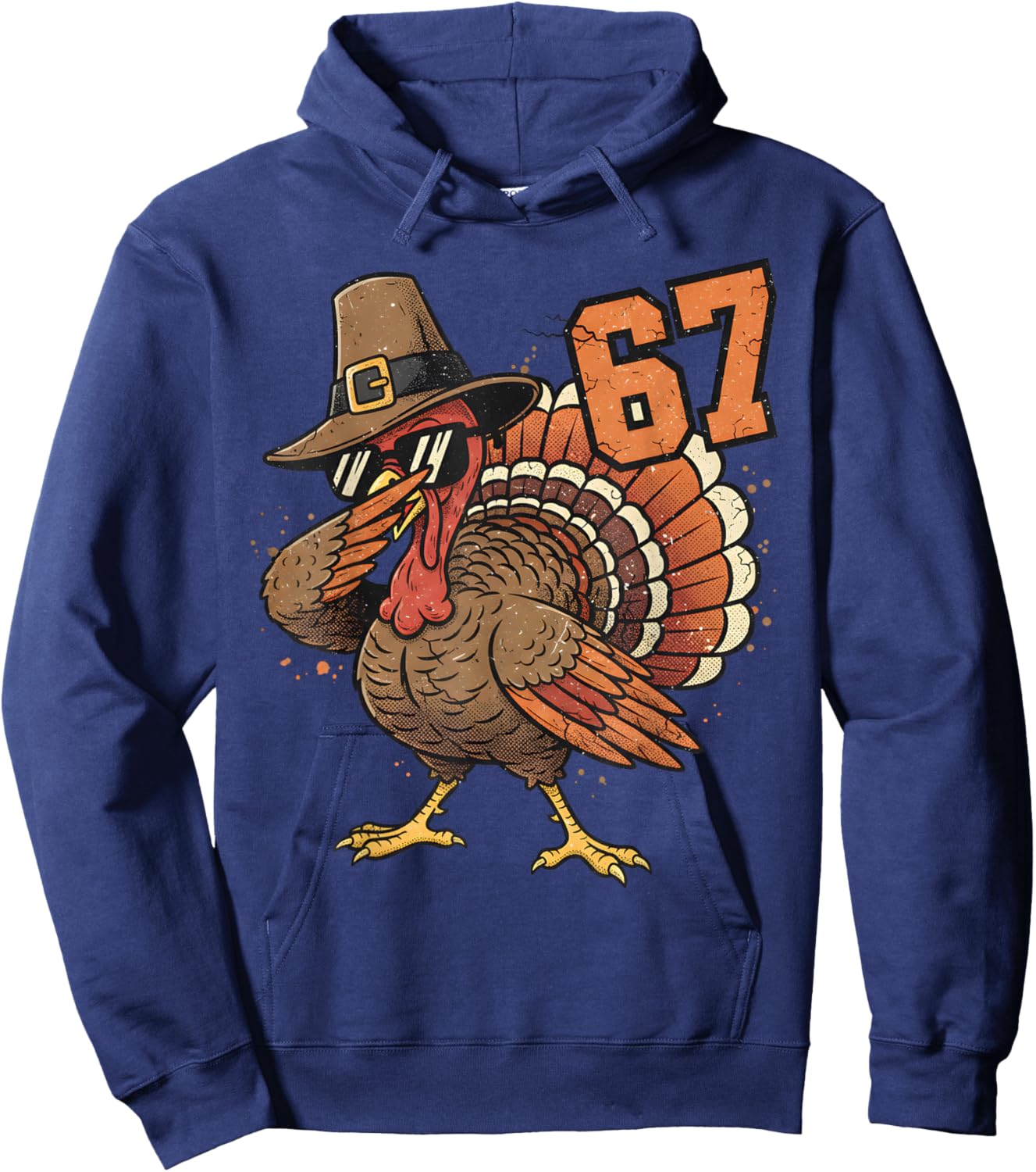 67 Funny Thanksgiving Turkey Meme Six Seven 6 7 Hoodie - Hoodie | Navy
