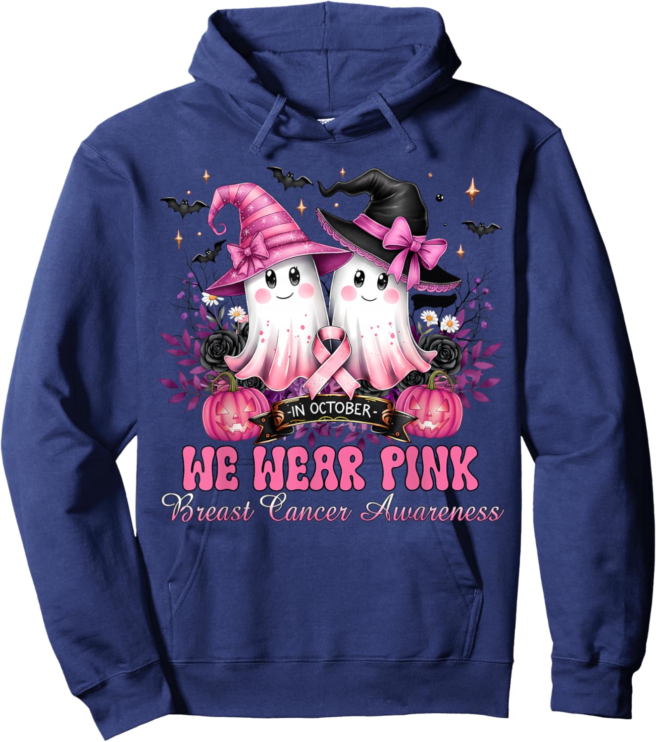 Breast Cancer Halloween in October We Wear Pink Hoodie - Hoodie | Navy
