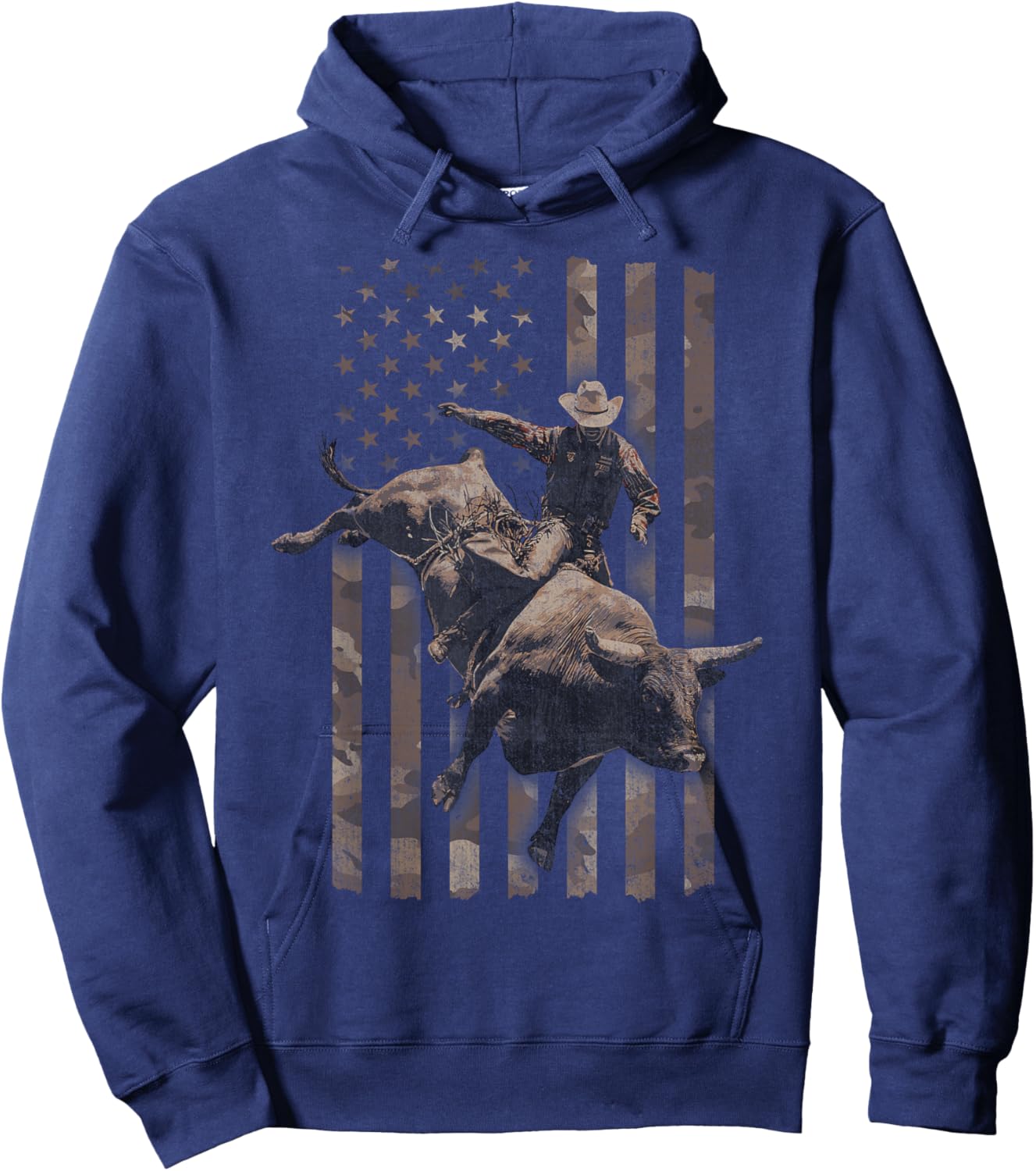 Western Rodeo American Flag Hoodie - Hoodie | Navy