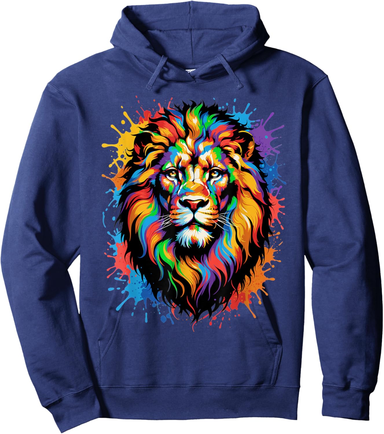 Colorful Lion Face Paint Splash Art Hoodie - Hoodie | Navy