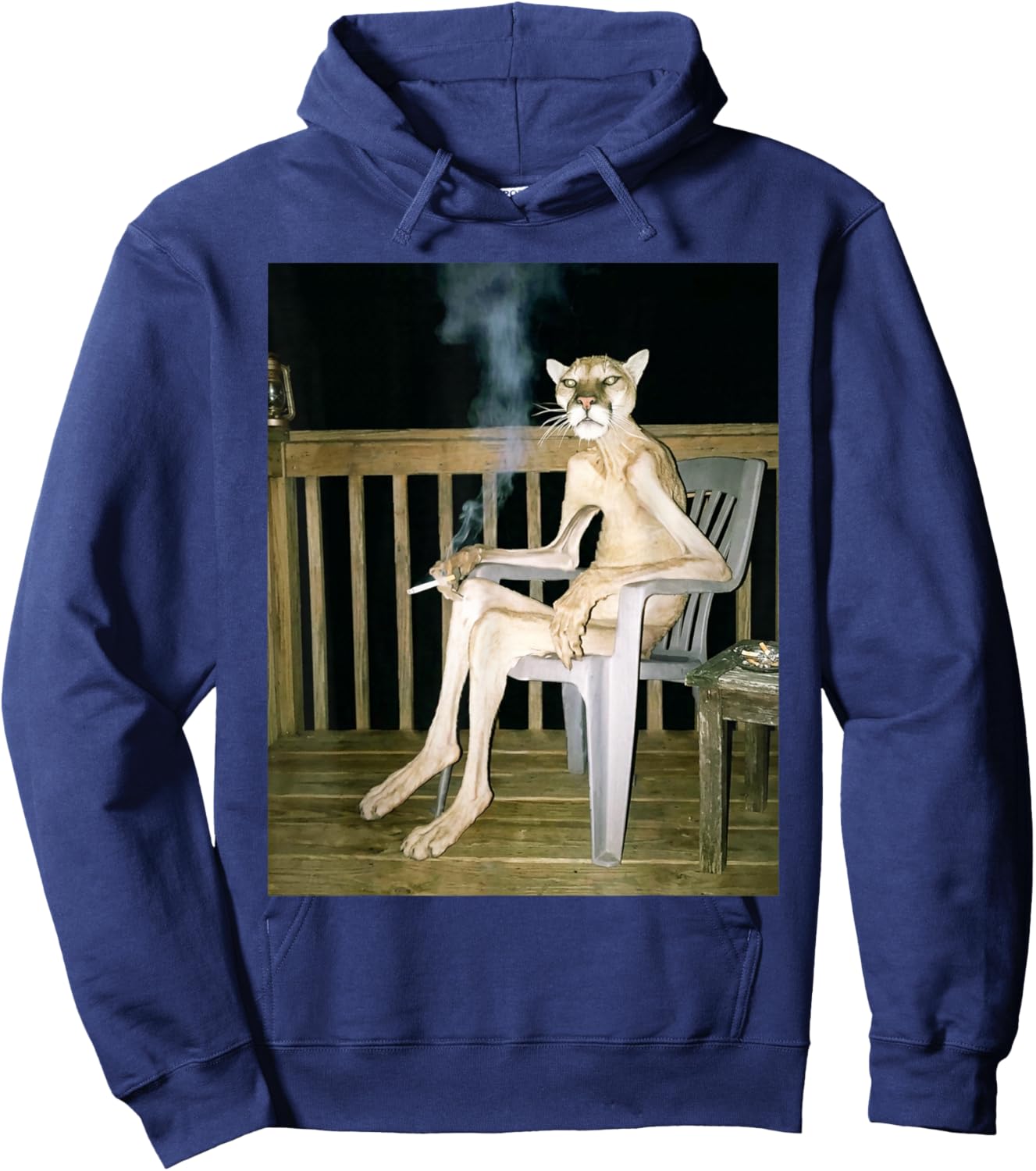 Funny Smoking Panther Cigarette Cougar Meme Hoodie - Hoodie | Navy