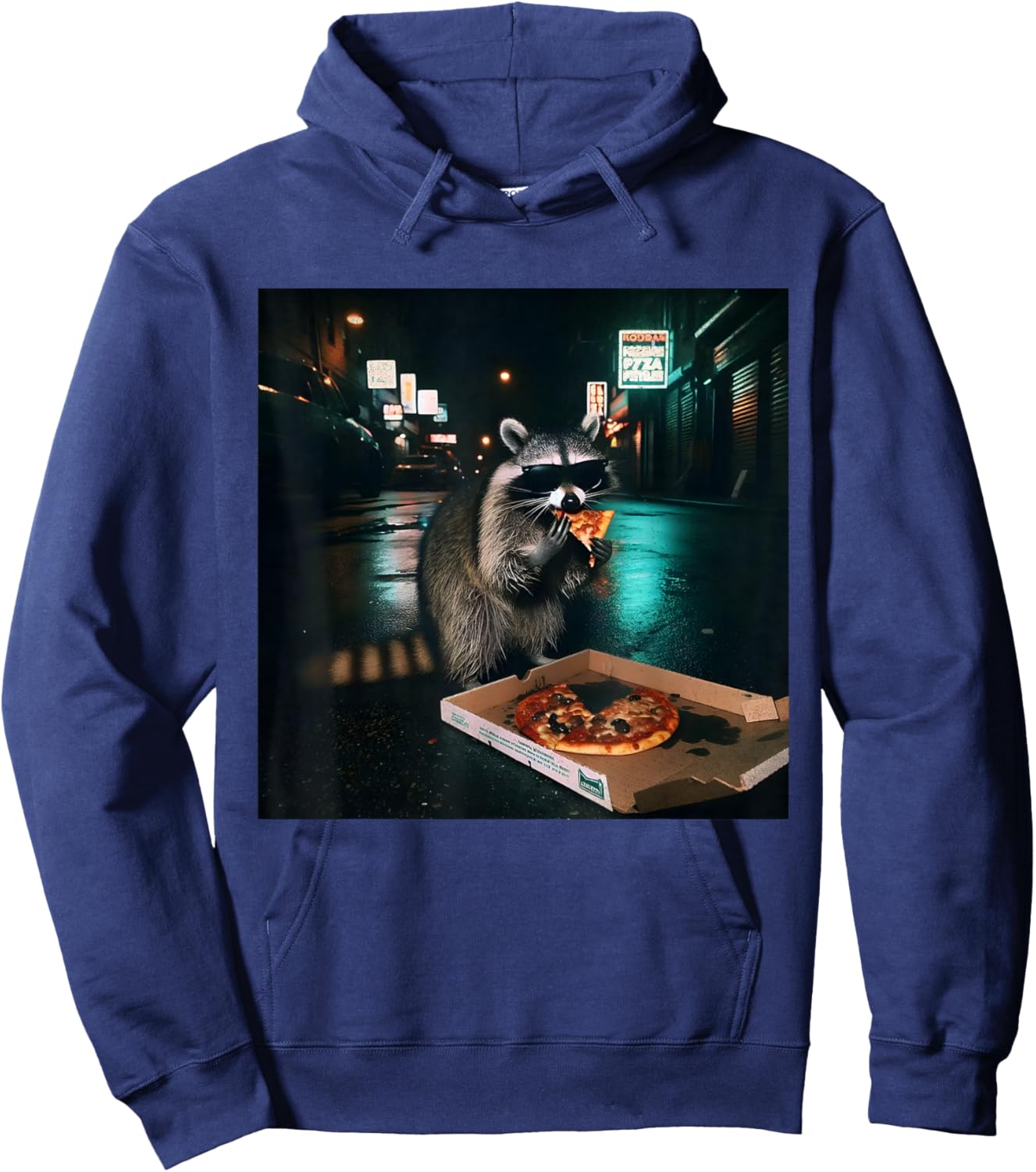 Pizza Raccoon Funny Night Food Quote Hoodie - Hoodie | Navy