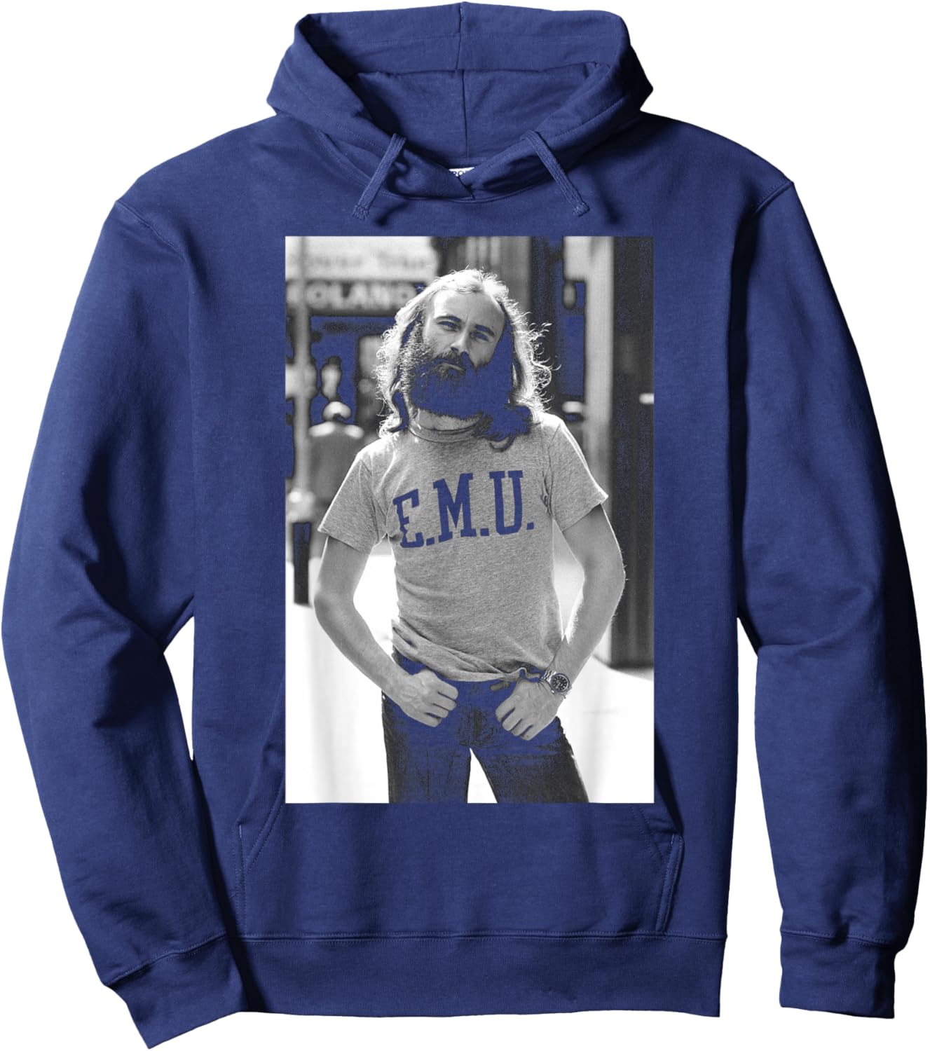Phil Collins Genesis Lead Singer & Drummer 1977 Hoodie - Hoodie | Navy