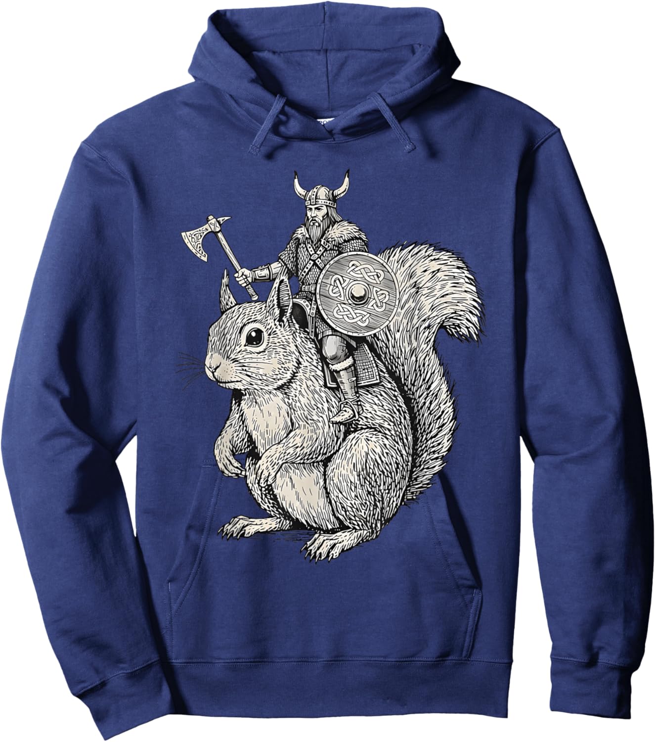 Viking Riding Squirrel Funny Warrior Art Hoodie - Hoodie | Navy
