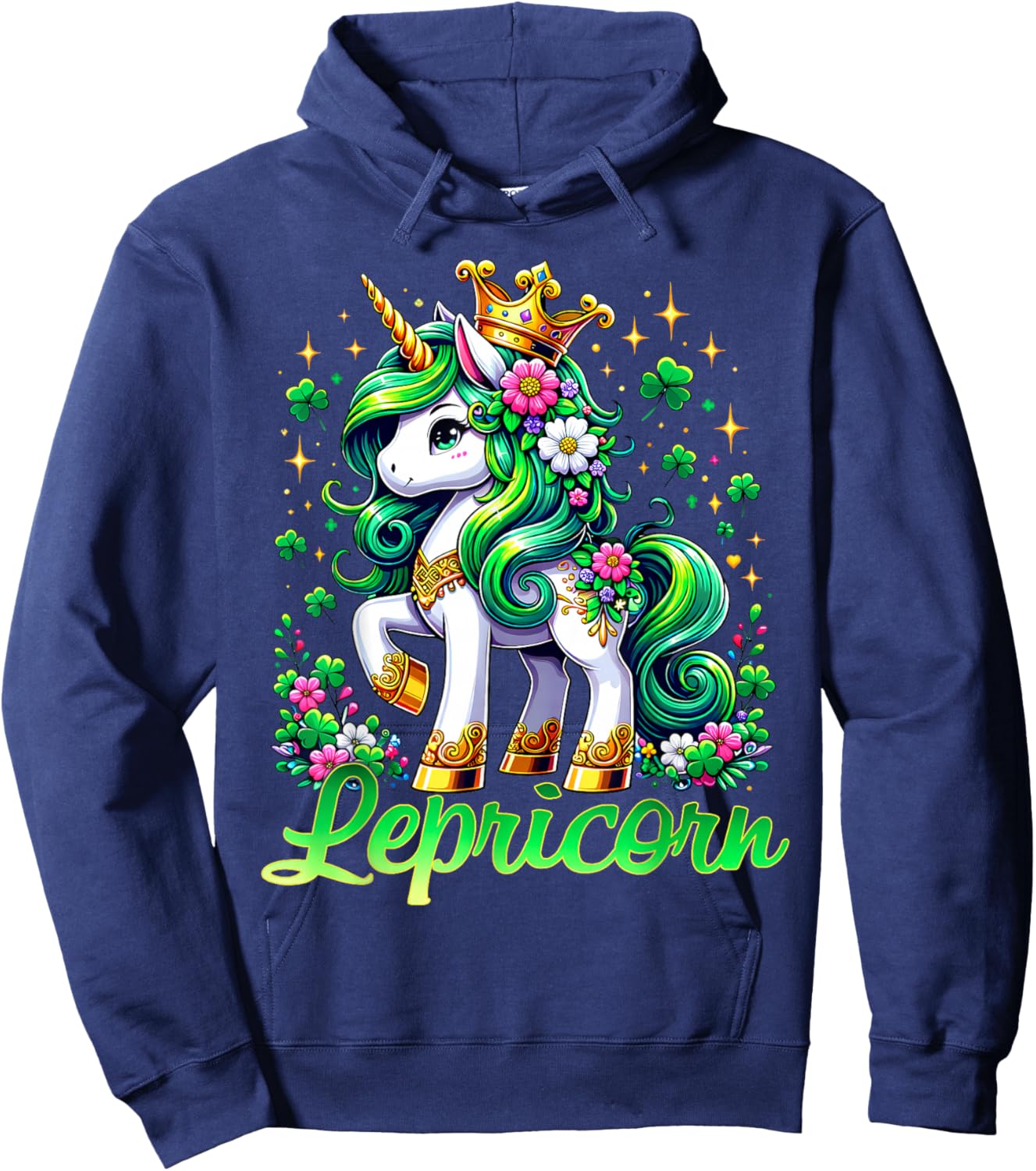 Unicorn Shamrock St Patricks Day Lepricorn Hoodie - Hoodie | Navy