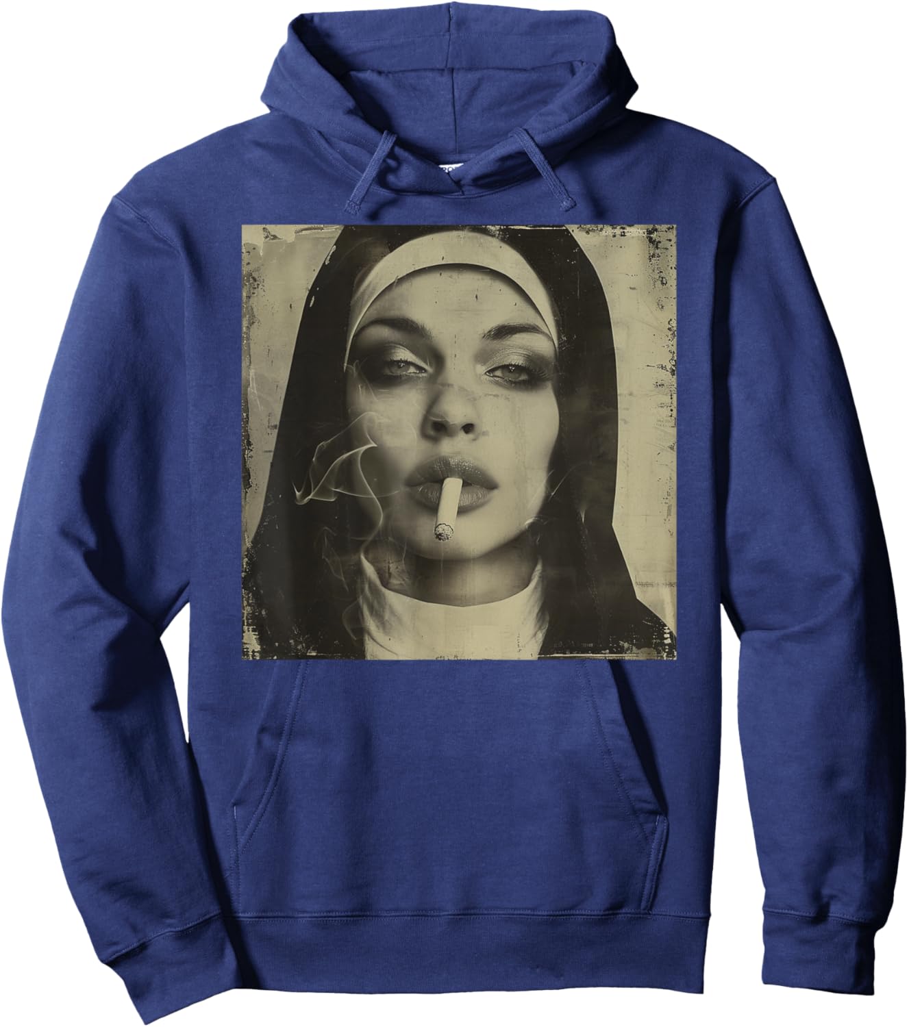 Hot Nun Smoking, Rebellious Nun Hoodie - Hoodie | Navy
