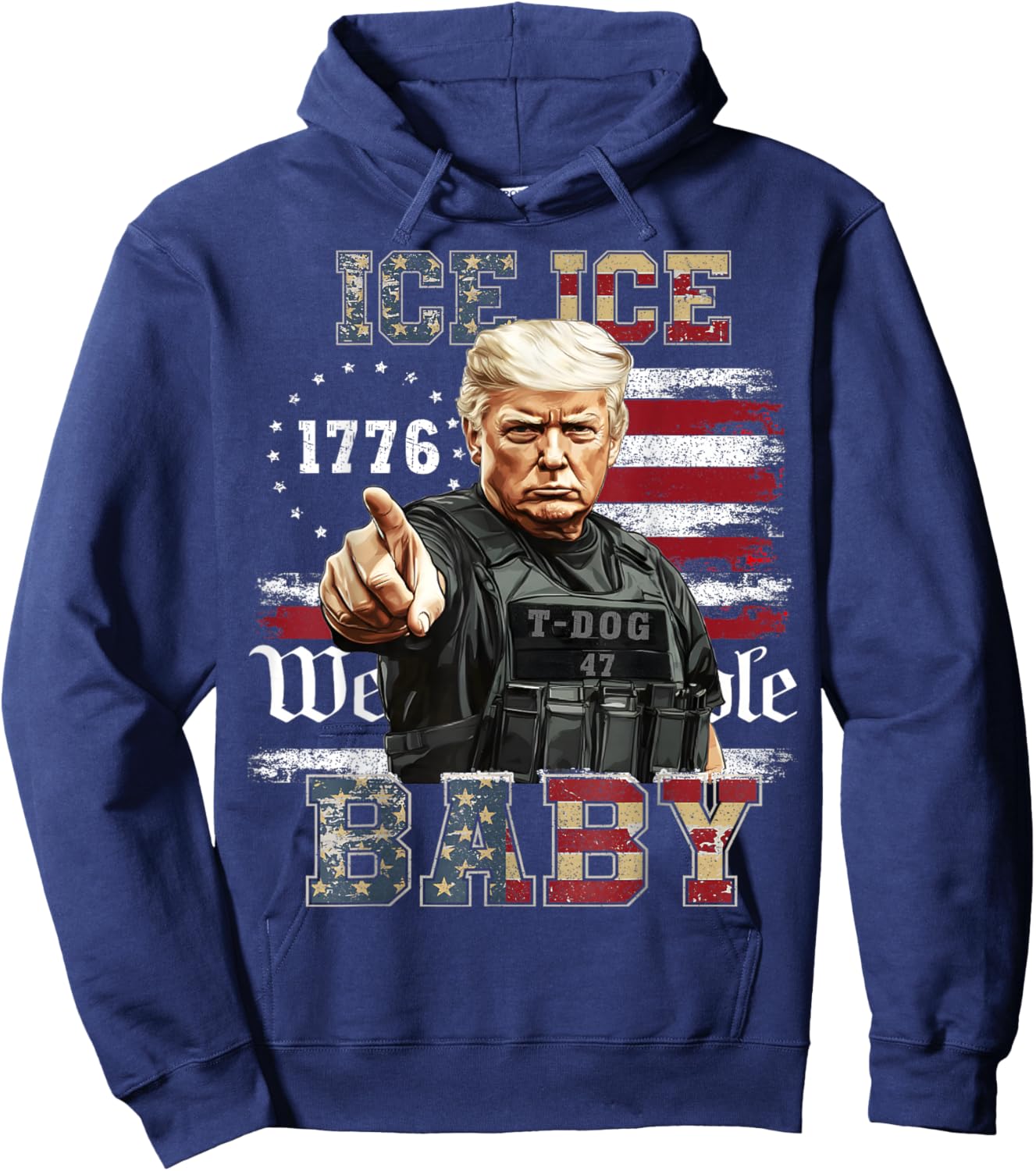 Vintage Ice Ice Baby Funny Trump Hoodie - Hoodie | Navy