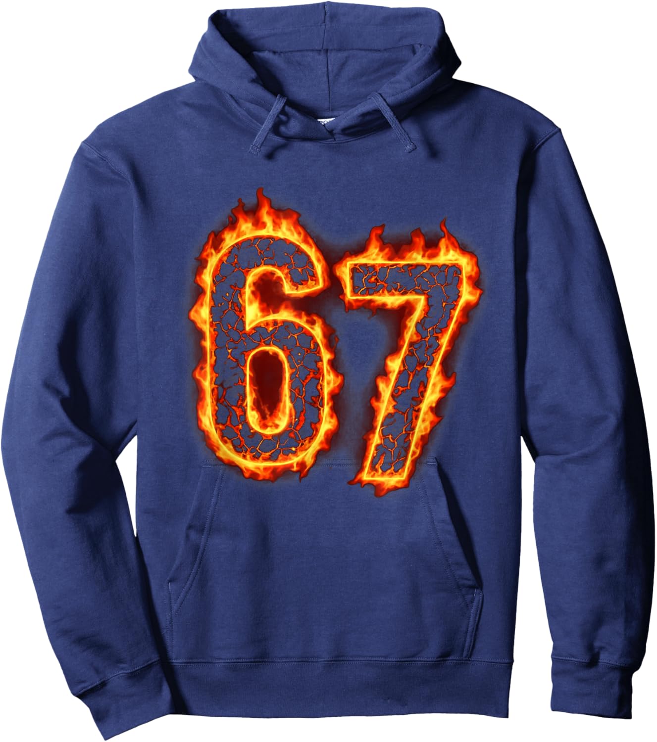 Six Seven Flame 67 Meme - Funny Gen Alpha 6 7 Hoodie - Hoodie | Navy