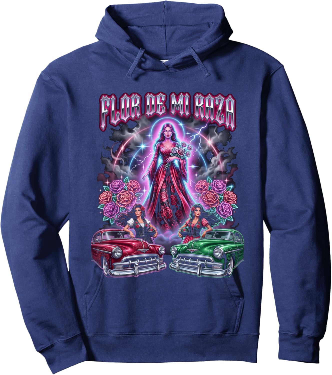 Chicano Lowrider Art Hoodie - Hoodie | Navy