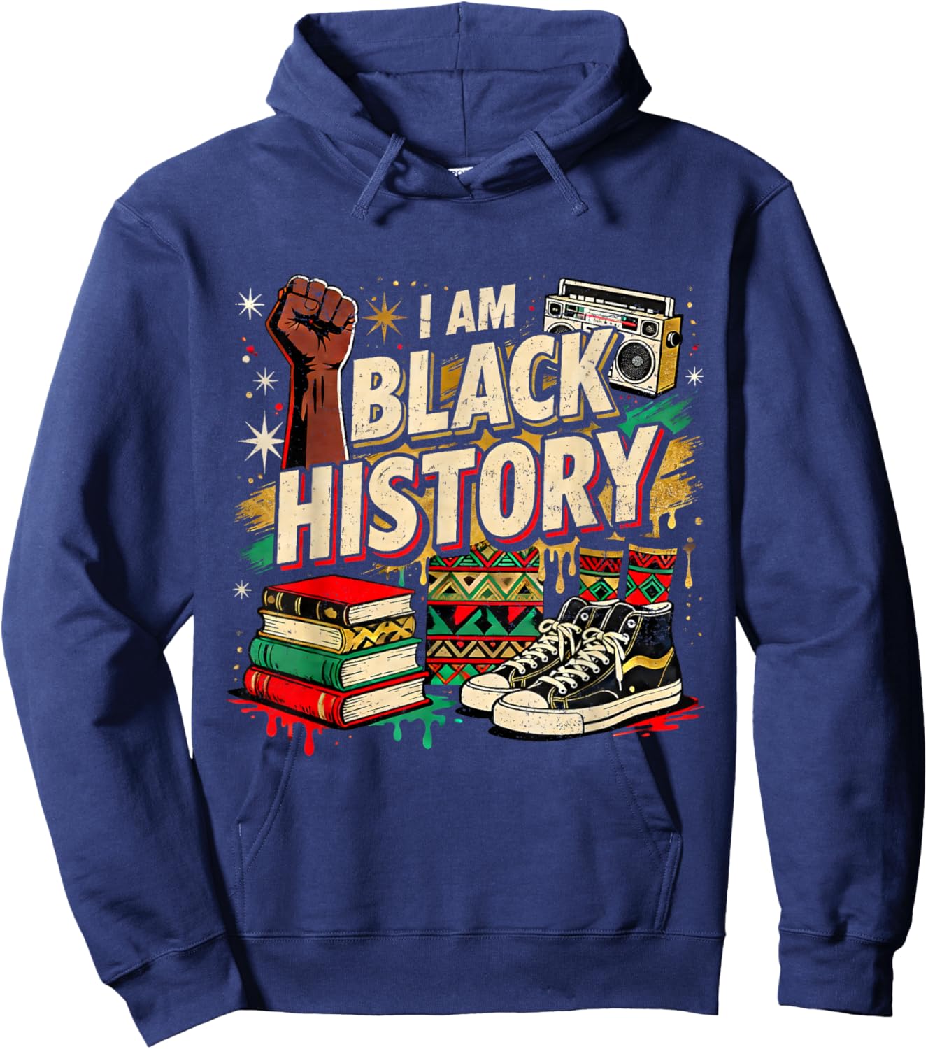 I Am Black History Culture Pride Design Hoodie - Hoodie | Navy