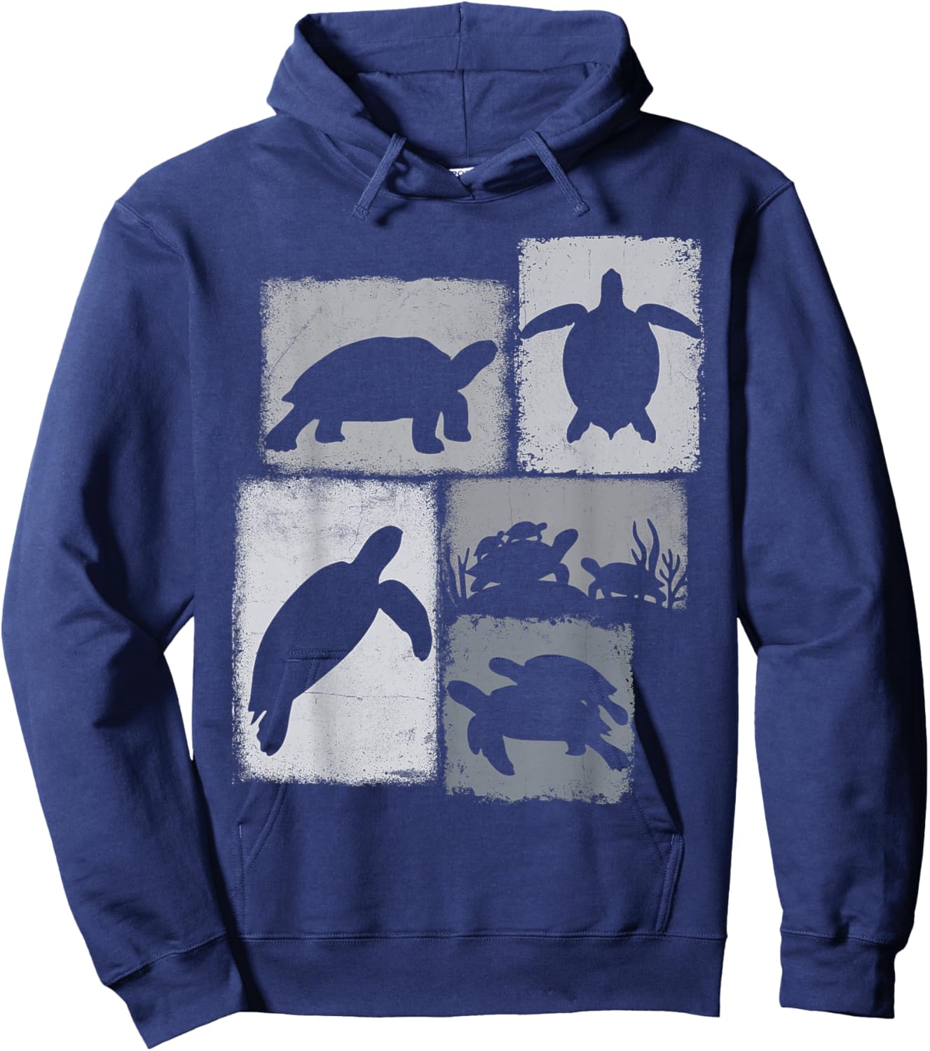 Turtle Vintage Collage Sea Animal Lover Hoodie - Hoodie | Navy